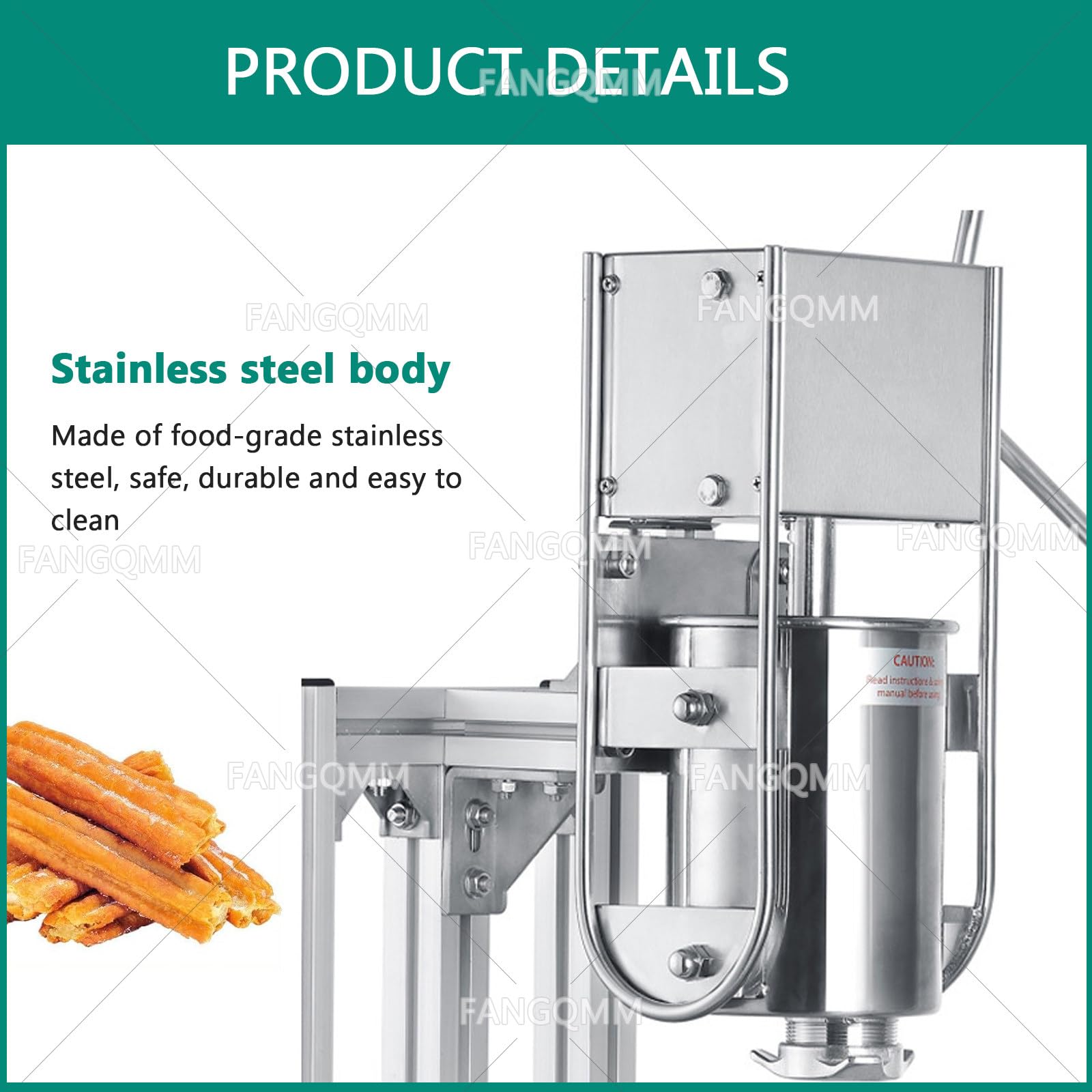 machine à churros à beignets espagnole verticale de 3l 5l 7l avec 4 types de moules, machine à churro commerciale, machine à churros en acier inoxydable pour restaurants et boulangeries,7L