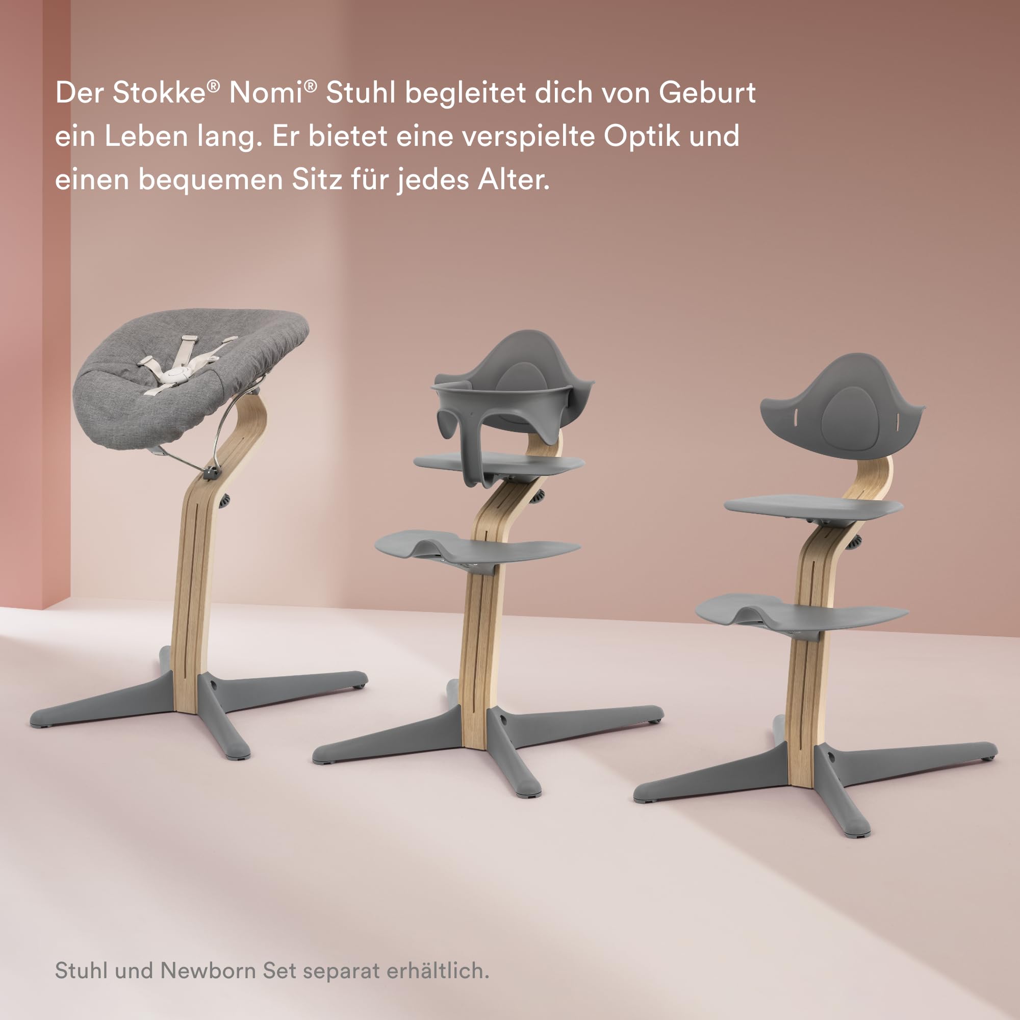 Stokke Nomi Baby Set, Anthracite - Bietet deinem Baby Seiten- und Rückenhalt, während es Sitzen lernt - Mit allen Nomi Stühlen kompatibel
