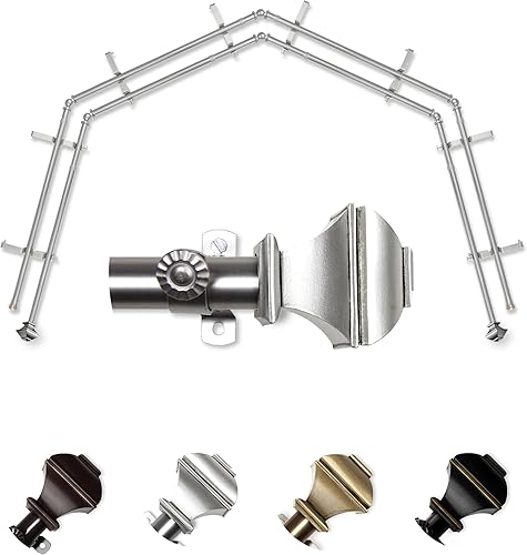 A&F Rod Décor Phife - Barra de cortina para ventana de doble cara de 1316 pulgadas, 4 lados, níquel satinado