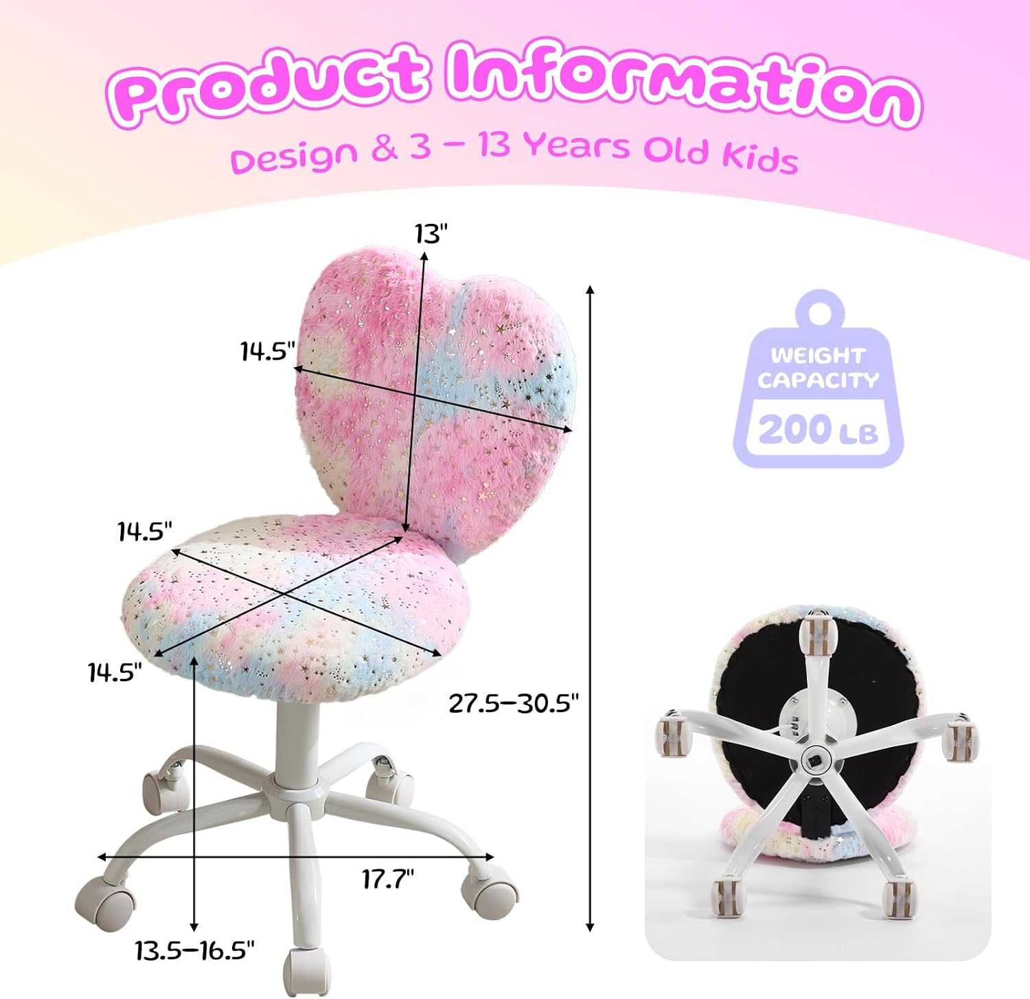 Kids Desk Chair -YX-1112+1113 (Colorful, Heart)
