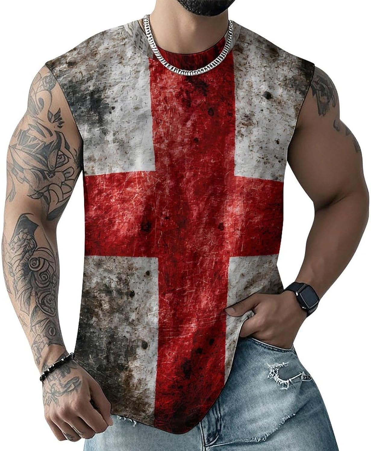 Vintage England Flag Men's Sleeveless Shirt Small