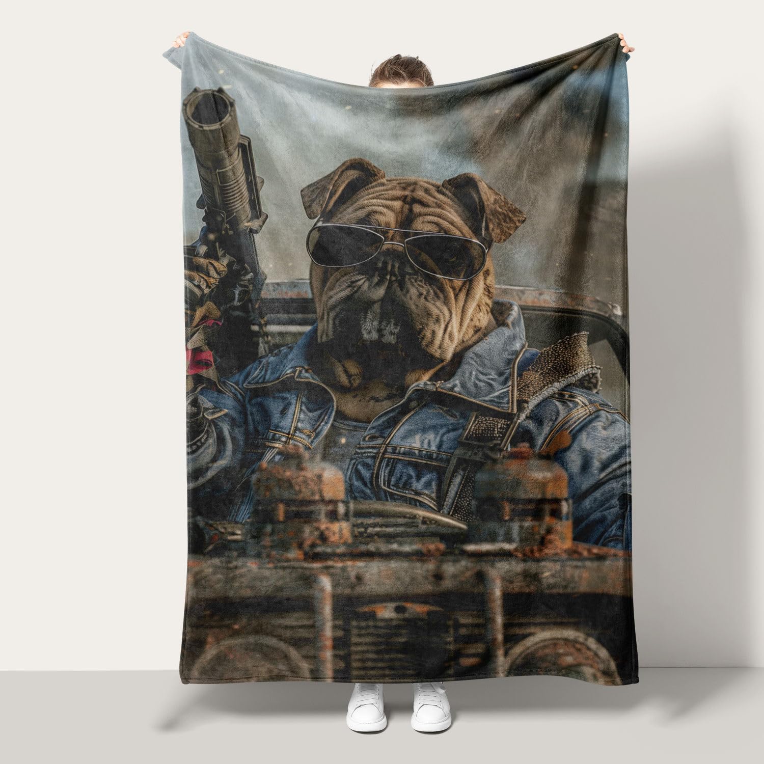 Couverture bouledogue flanelle douce contre le froid du salon