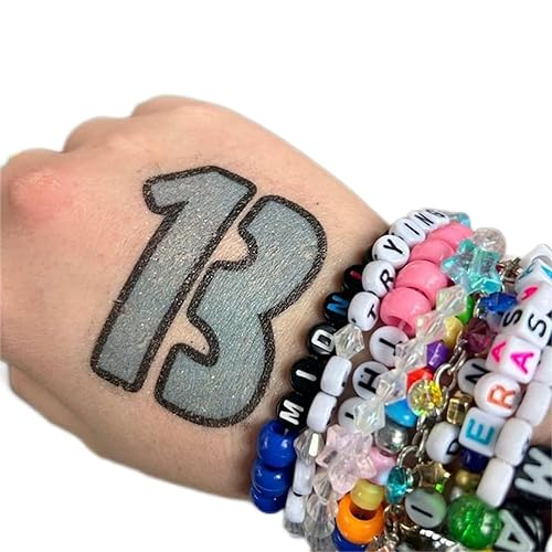 Miniatura 4 de 20 calcomanías temporales de tatuajes número 13, 13 tatuajes de mano, accesorios para conciertos, rave, regalos para cantantes, canciones inspiradas