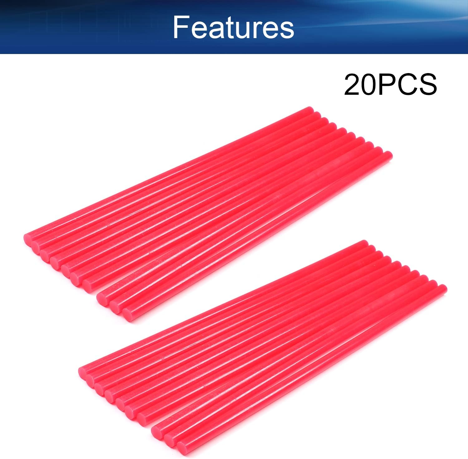 Bettomshin 20Pcs Hot Glue Sticks, Mini Size, 9.84" Long x 0.28" Dia EVA Adhesive Glue Sticks for DIY Arts, Crafts, General Repair and Gluing Projects - Compatible with Most Glue Guns - Rose Red