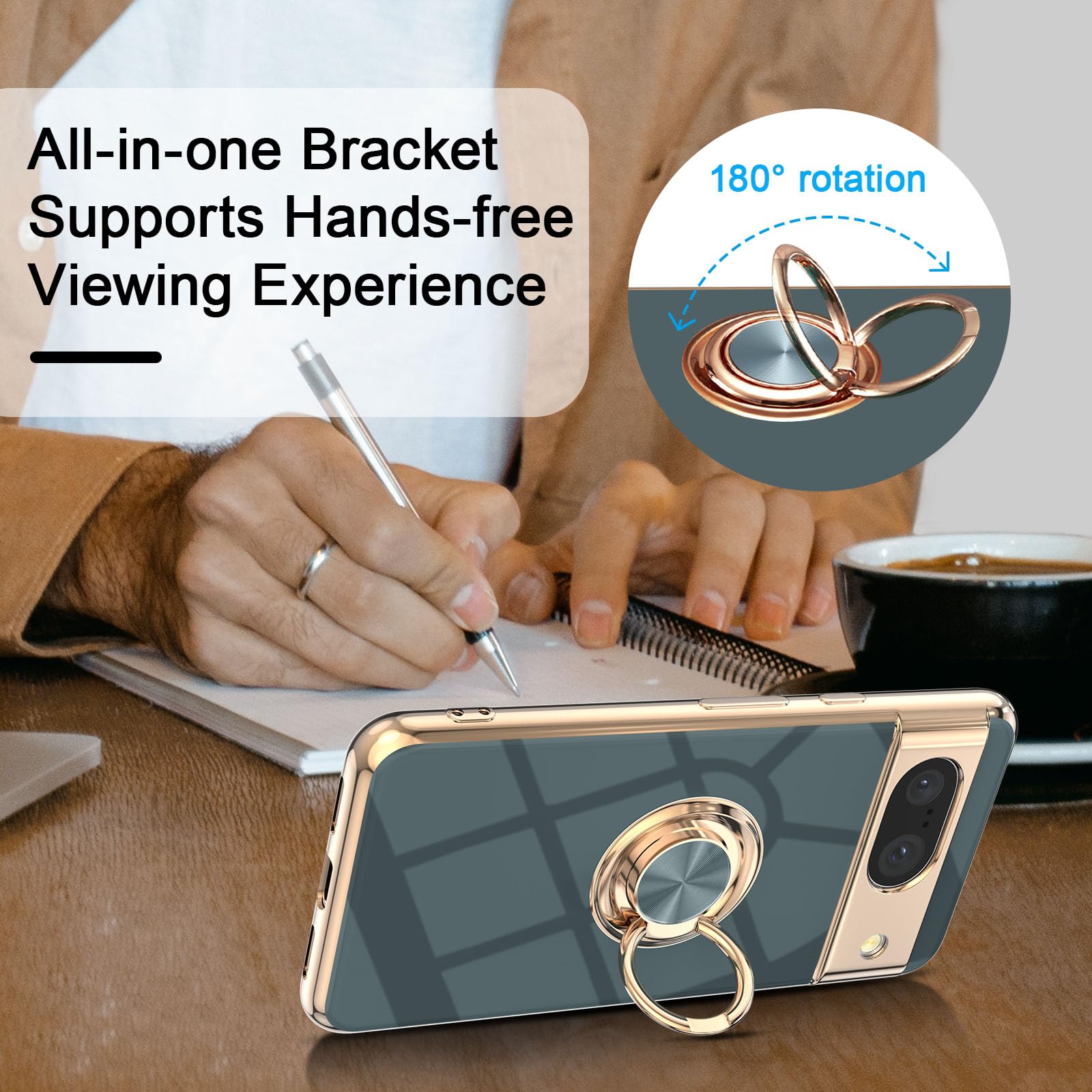 EYZUTAK Electroplated Magnetic Ring Holder Case for Google Pixel 8a - Image 3