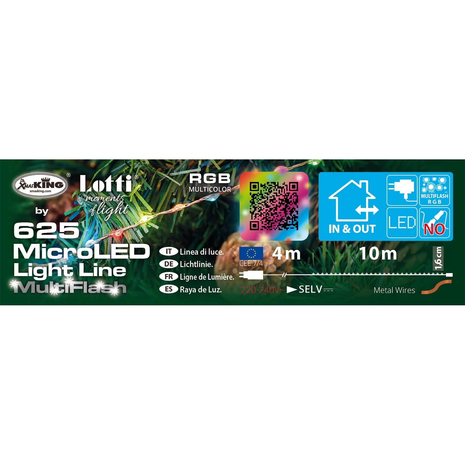 iperbriko Catena Multiflash RGB 625 MicroLED (1,6cm) Cavo Rame 10m