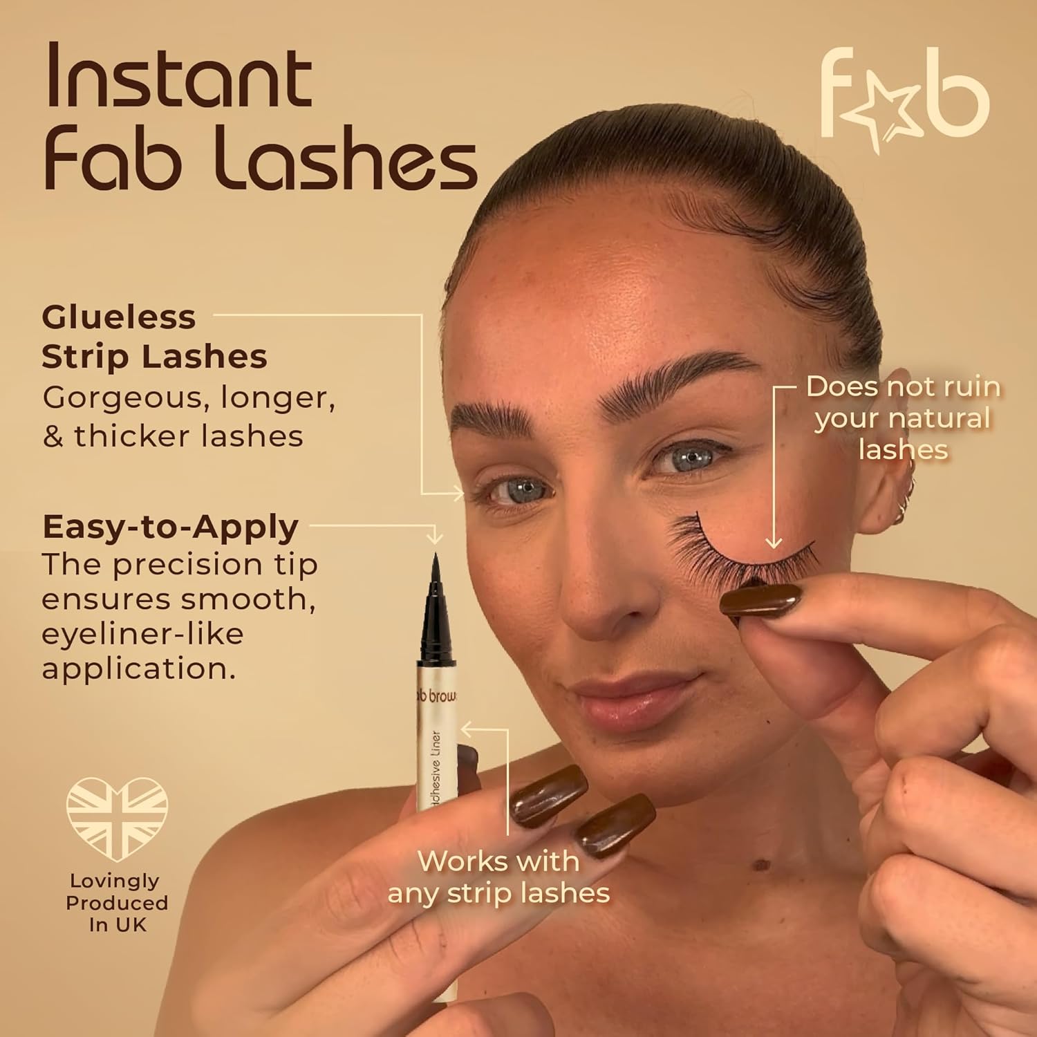 Fab Brows Magic Lash Kit | False Eyelashes & Magic Adhesive Eyeliner | Quick Dry, Easy to Use, All-Day Wear | Natural-Looking, Reusable Strip Lashes | Magnetic Eyelashes Alternative | Glueless Lashes