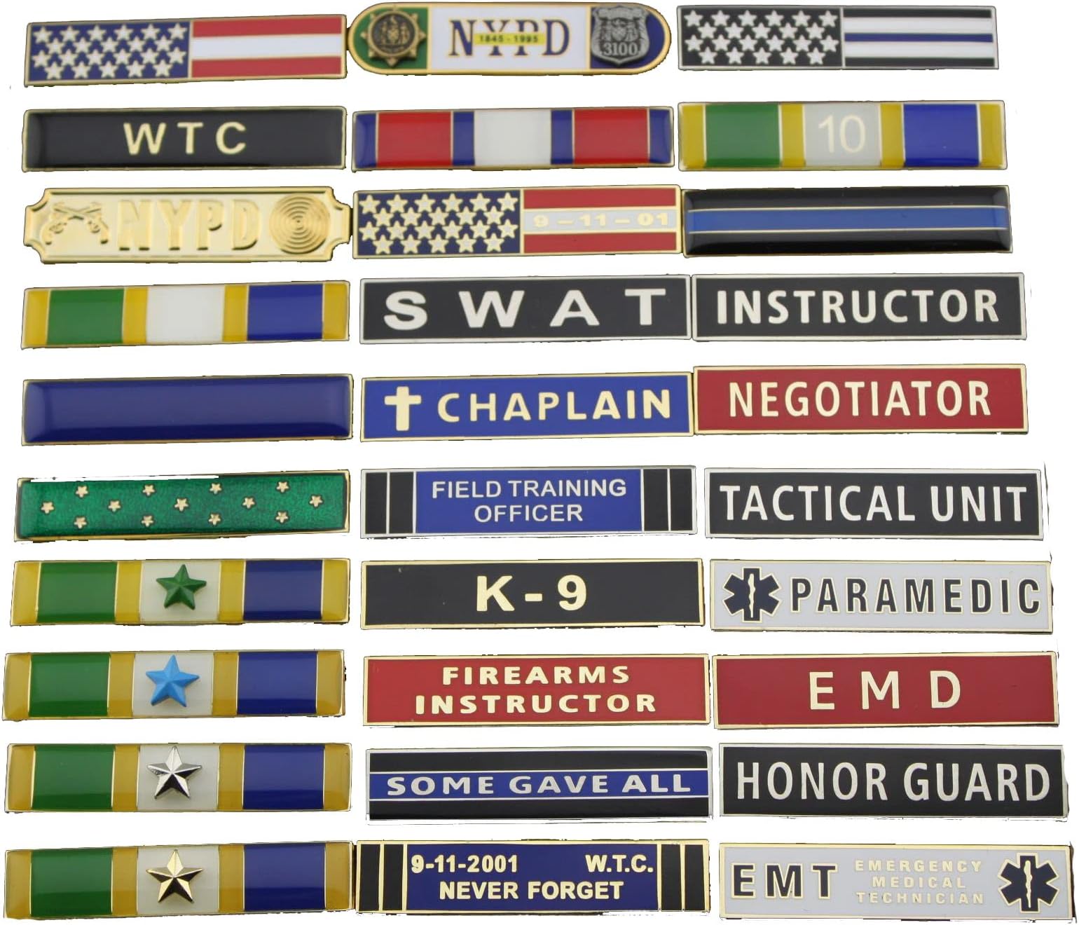 Uniform Citation Bar Lapel Pin 30 pins with Gift box-30 pins as The Pictures Multicoloured