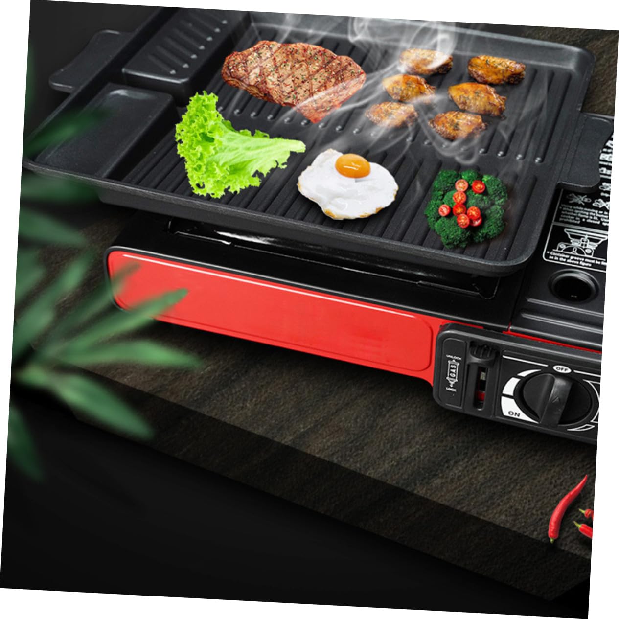 Plancha Rectangular Antiadherente para Barbacoa al Aire Bandeja de Horno Ligera y Resistente Sartén para Cocinar y Asar Gas Portátil para Camping y Picnic