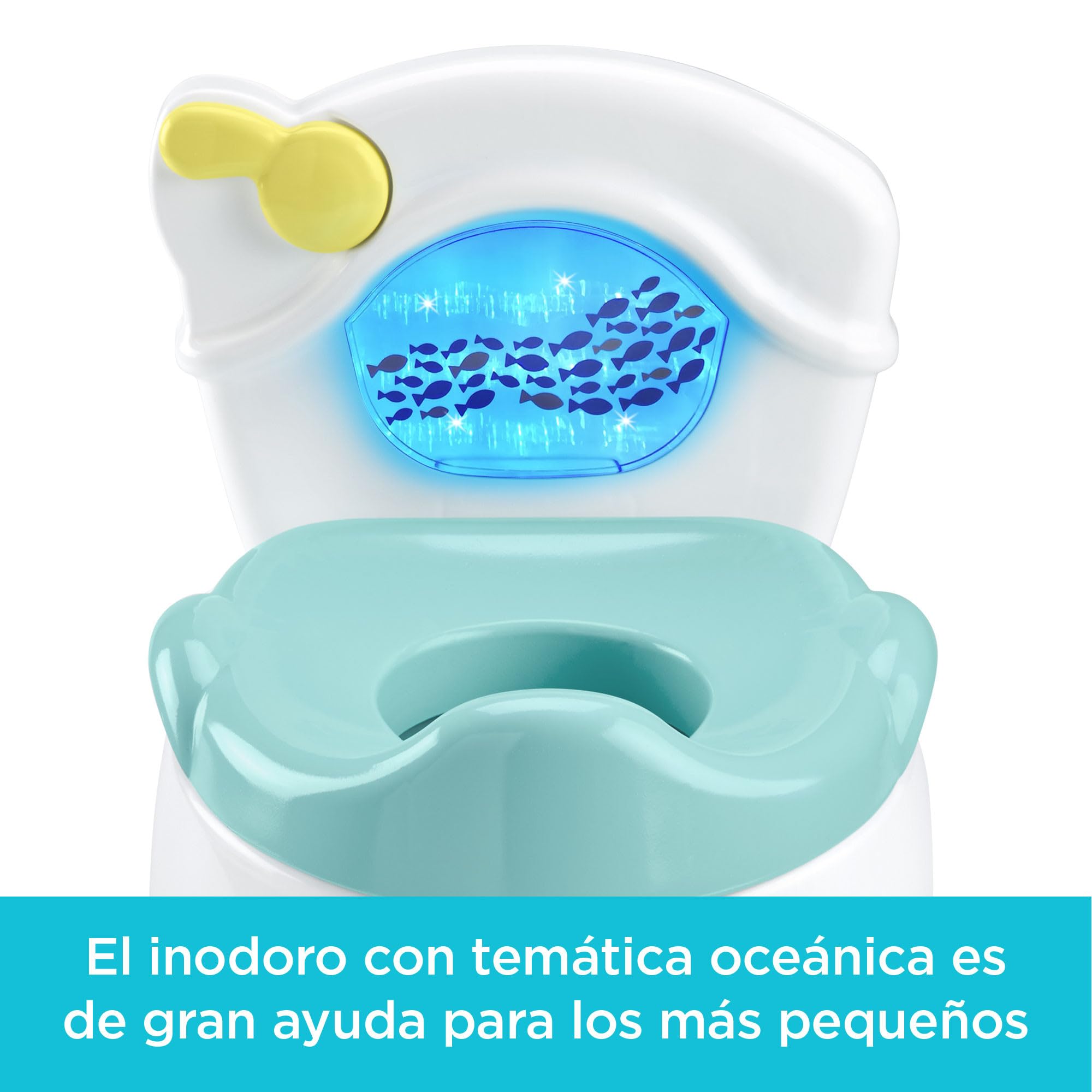 Fisher-Price Orinal infantil Oceano aprende a ir al baño, para bebés y niños, con sonidos y luces (Mattel GWD37)