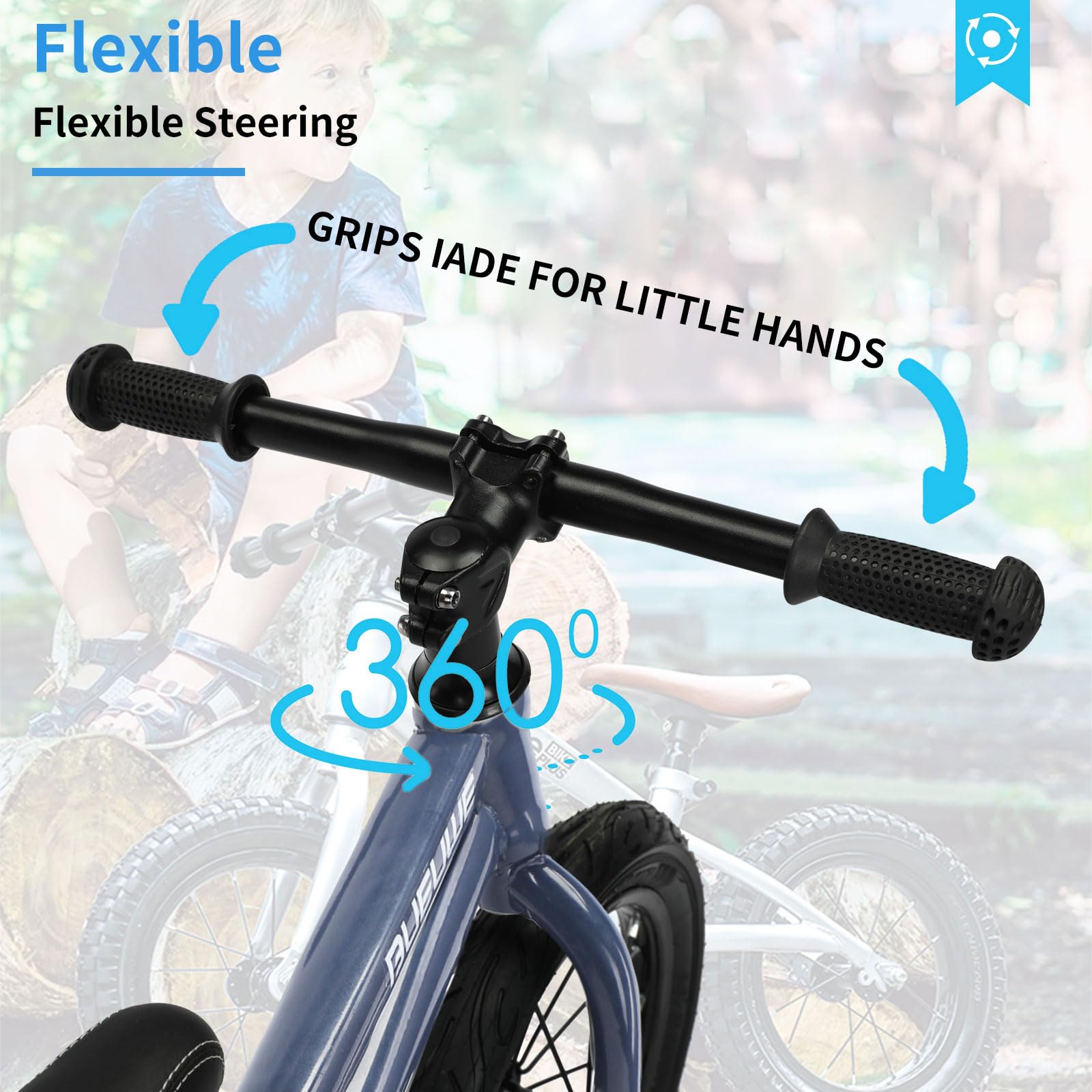 Bici Bambini Senza Pedali 3 4 5 6 7 Anni, Ruote in Gomma Gonfiabili da 16 Pollici, Massimo 45 Kg, Telaio in Acciaio al Carbonio, Sella Regolabili, Regalo per Bambina e Bambino