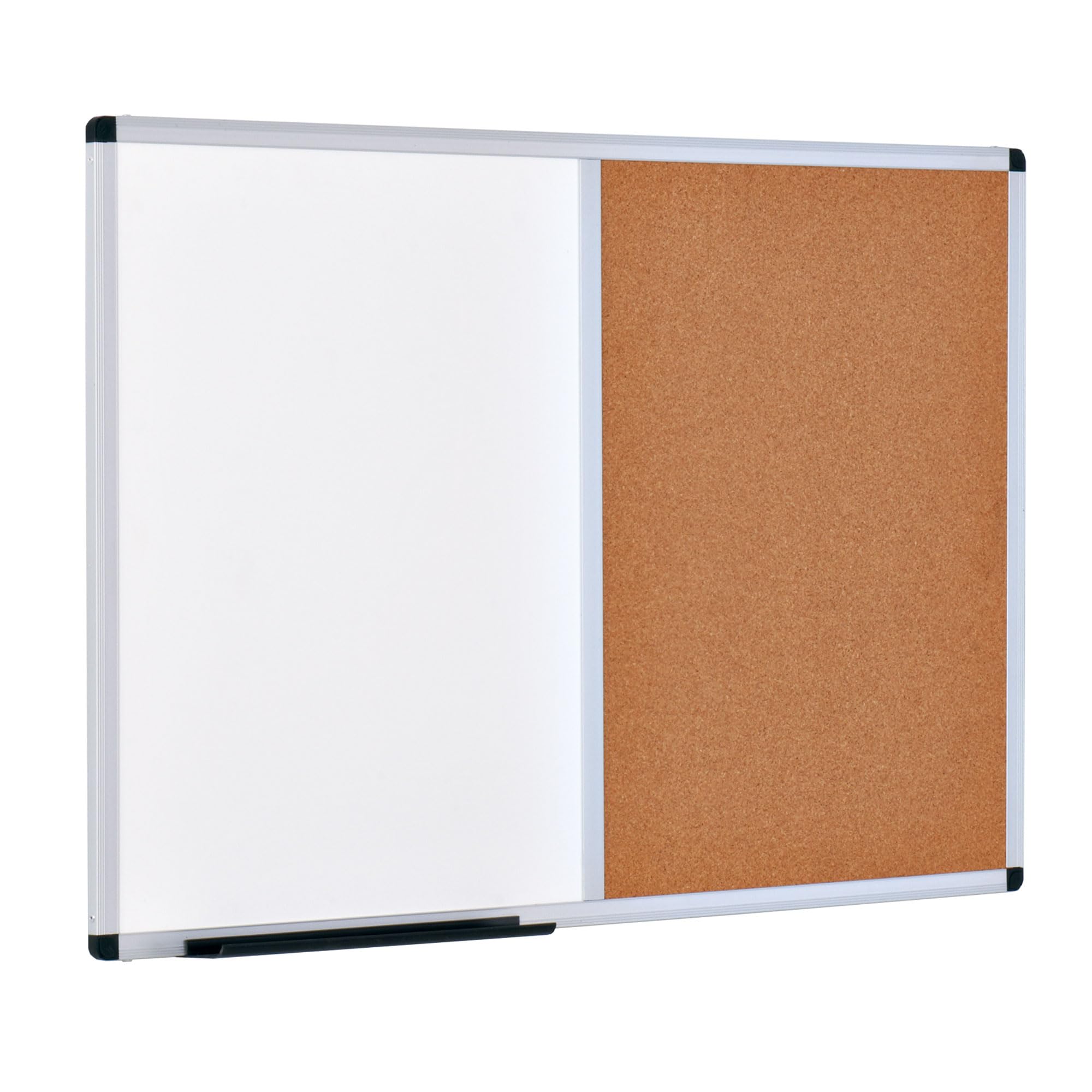 Display Genie Combination of Magnetic Dry Wipe Whiteboard & Corkboard– Aluminium Frame – Wall Mount – Pin-Up & Write Board – Ideal for Offices, Conference Room & Home (1200 * 900mm)