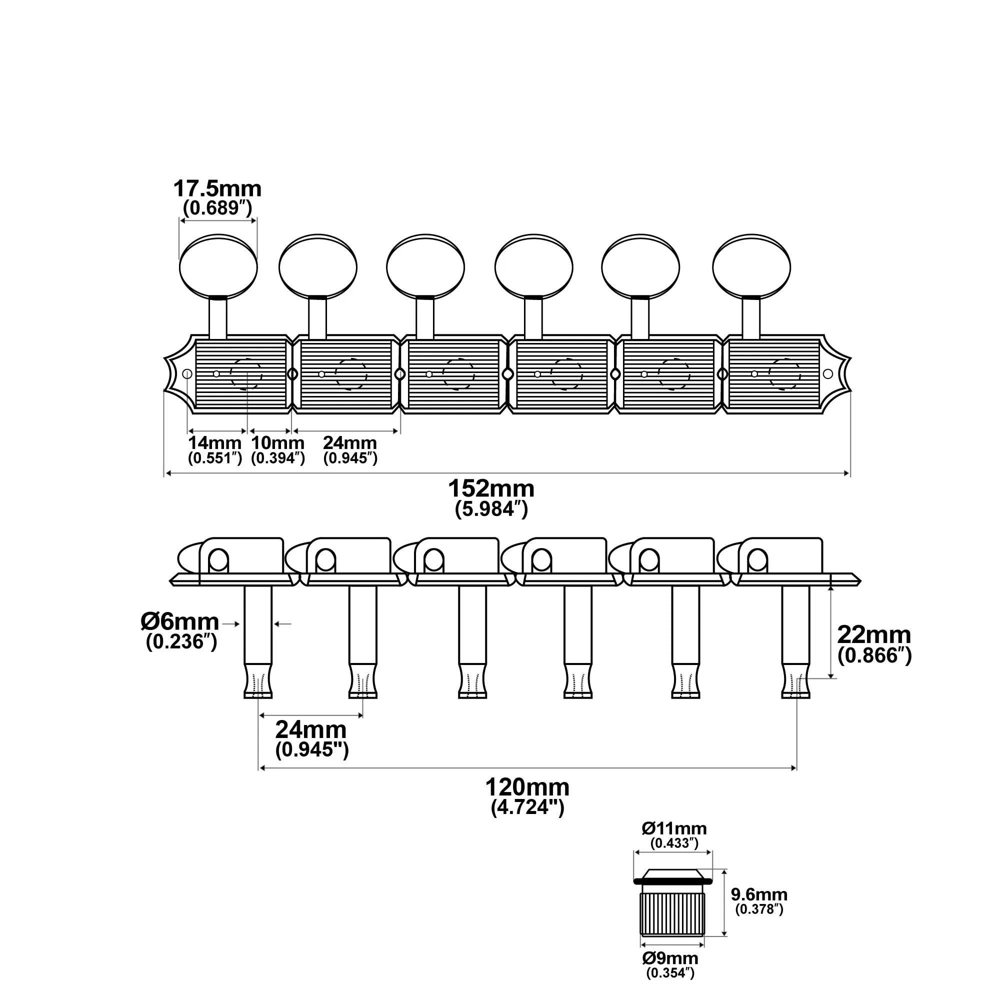 Guitar String Tuning Pegs Vintage 6 In Line Guitar Tuners Machine Heads Tuning Pegs Keys Set(White)