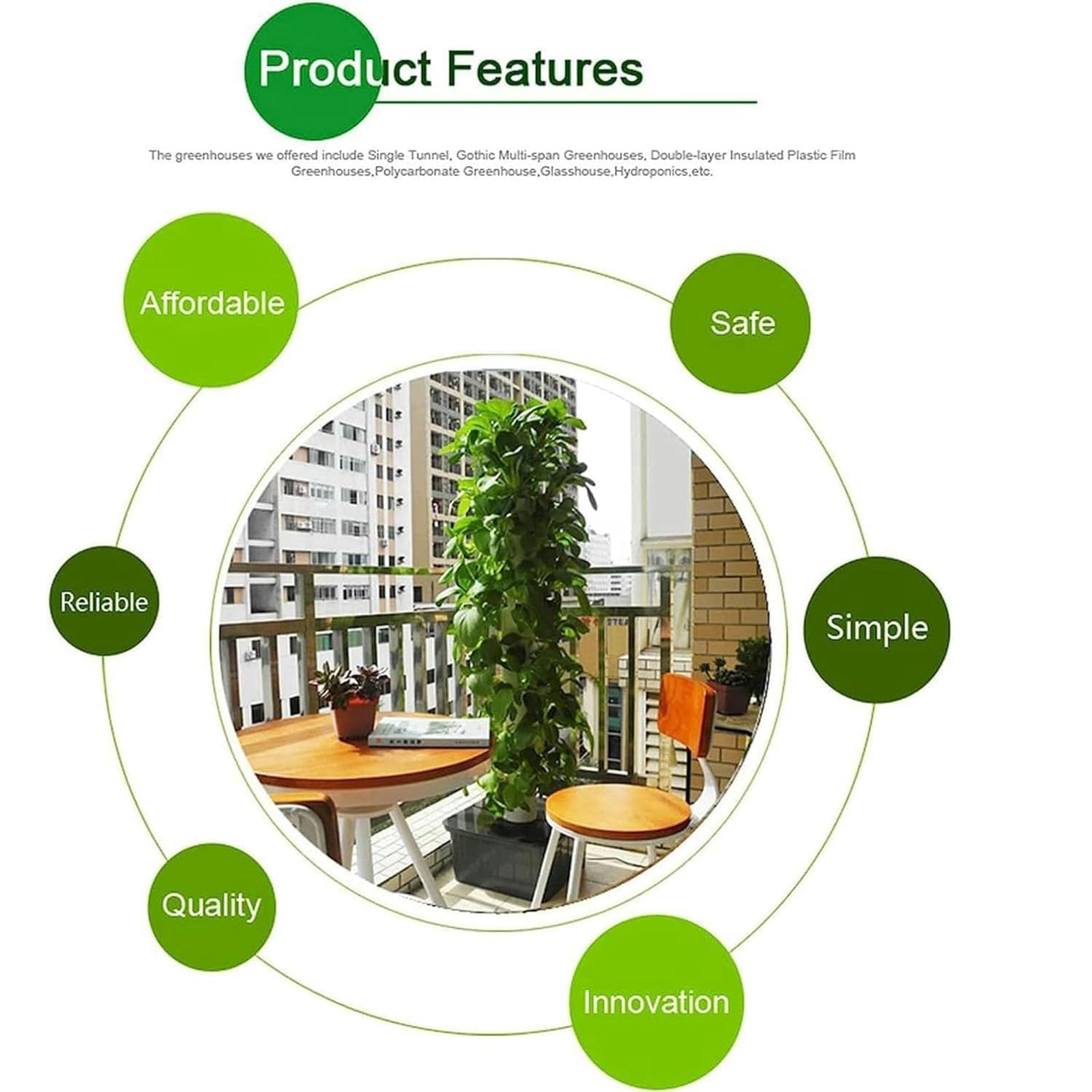 Conjunto de Torre hidropónica de 70 Orificios y 14 Capas GFF, Sistema de Cultivo hidropónico, Kit de Cultivo hidropónico, Inteligente, Sistema de Cultivo hidropónico Vertical