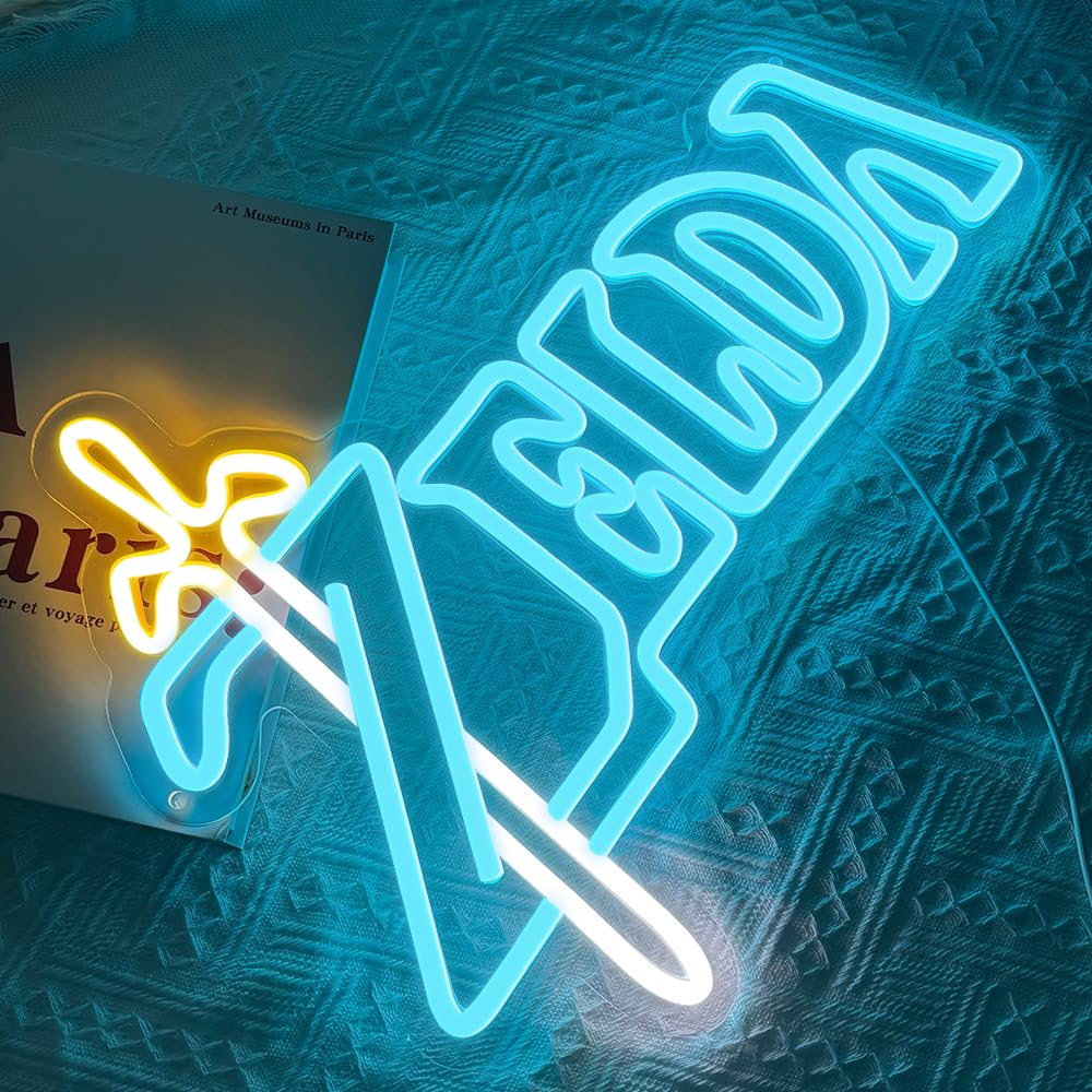 PILOYINDE Luce al neon Zeldaa insegna al neon Led Zeldaa decorazione murale al neon blu gioco luce al neon Zeldaa per la decorazione della camera da letto regalo per ragazzi
