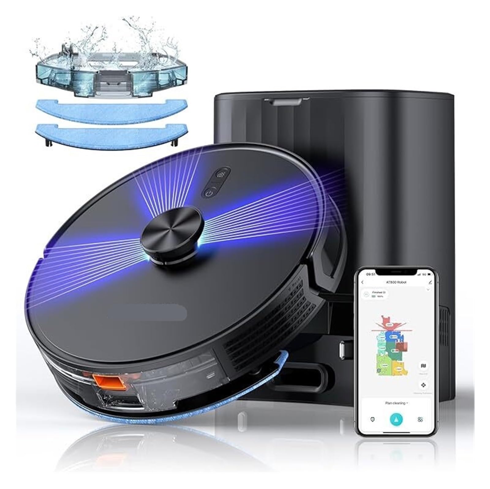 EWsdsfs 3-in-1 Robot Vacuum and Mop Combo, Self Emptying Station for 60 Days, Robotic Vacuum Cleaner with LiDAR Navigation
