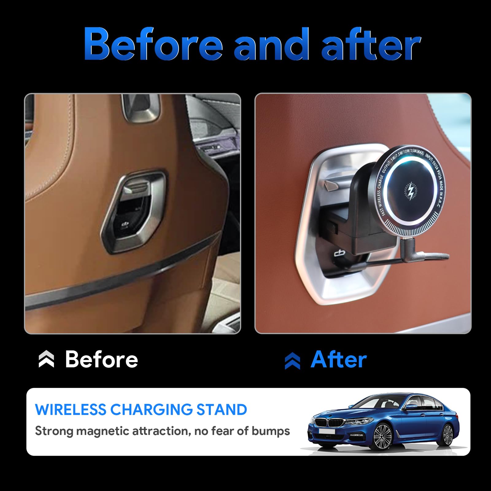 KUNGKIC Auto Tablet Halterung Tablethalterungen für BMW X3 X5 X6 I20 G05 G06 G45 G60 G61 G70 Mag-Safe Autohalterung Handyhalterung Magnetische KFZ (C(Kabellosen Ladegeräten mit Beleuchtung))