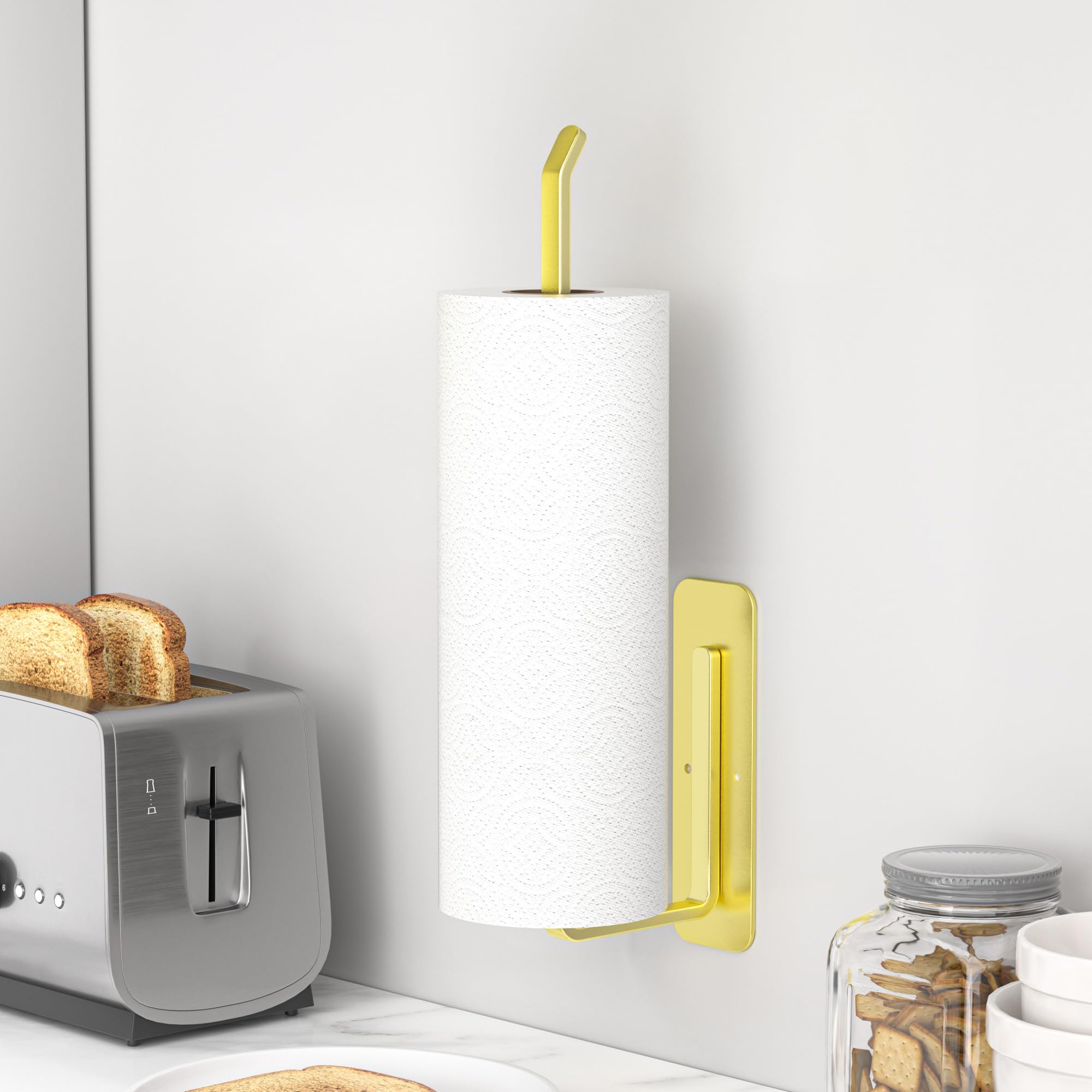 Portarotolo Da Cucina Senza Foratura - Supporto In Ferro Per Carta E Tovaglioli - Bianco, 26x11.5cm - Foto 11