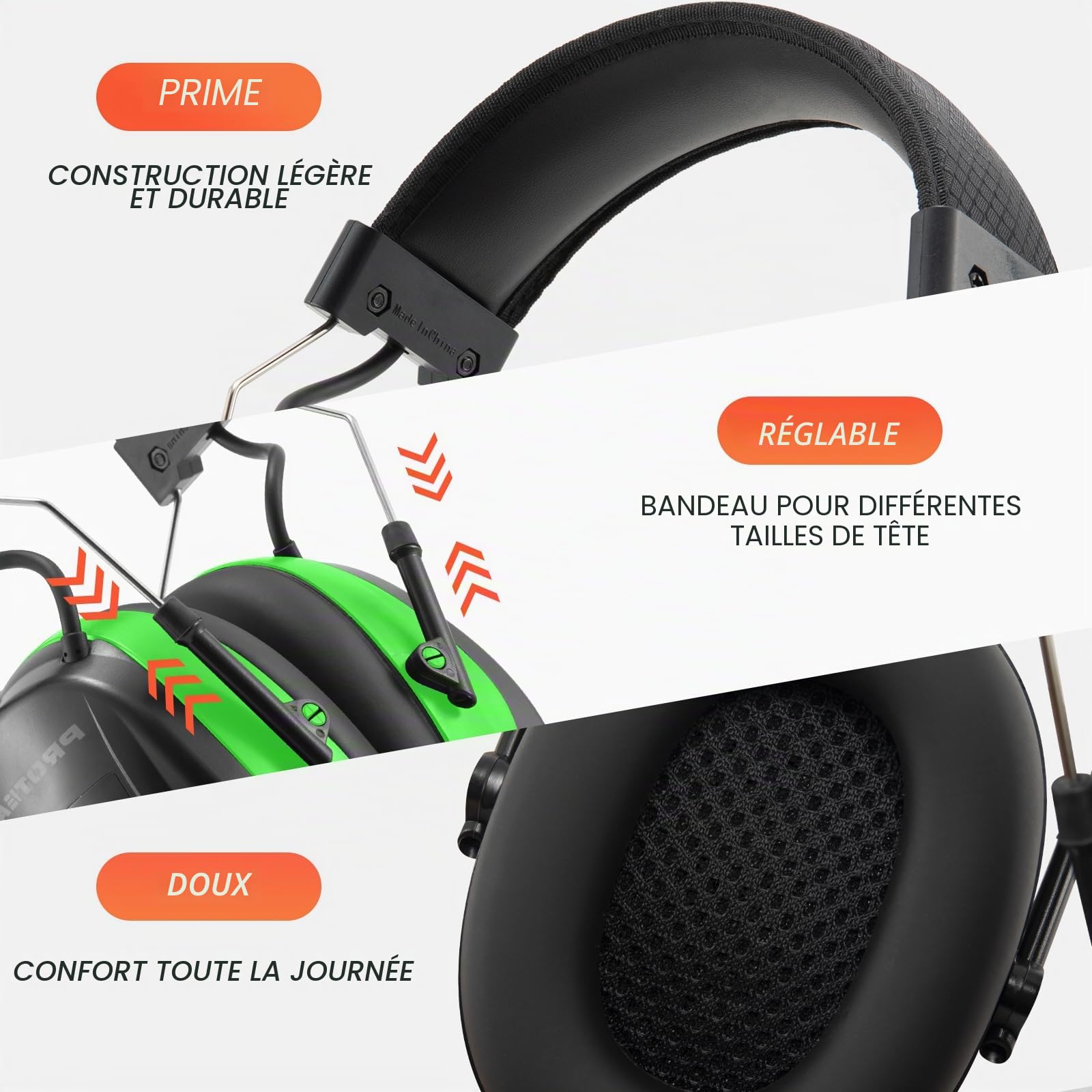 Casque anti Bruit Radio DAB + / FM et Bluetooth 5.4, casques sans fil à annulation de bruit pour atelier, jardin/tonte,SNR 30dB