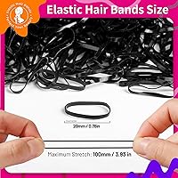 Vista 2 de Teenitor - Bandas elásticas para el cabello negras, 300 unidades de bandas de goma para el cabello, bandas elásticas suaves