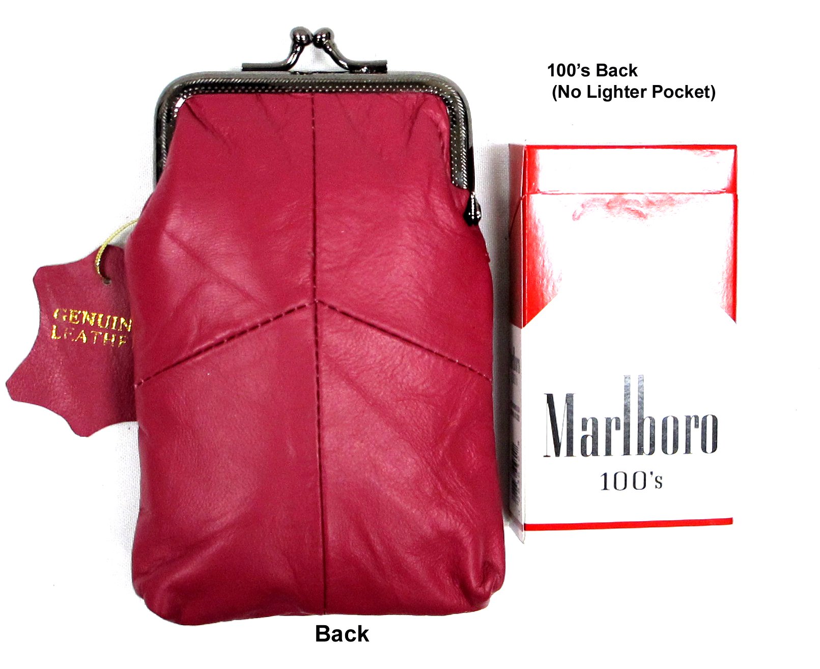 Amazon.com: 2pc Two Color Set Women's Genuine Soft Leather Cigarette Case  Pouch Lighter Pocket Fit 100's Hot Pink + Red : Health & Household