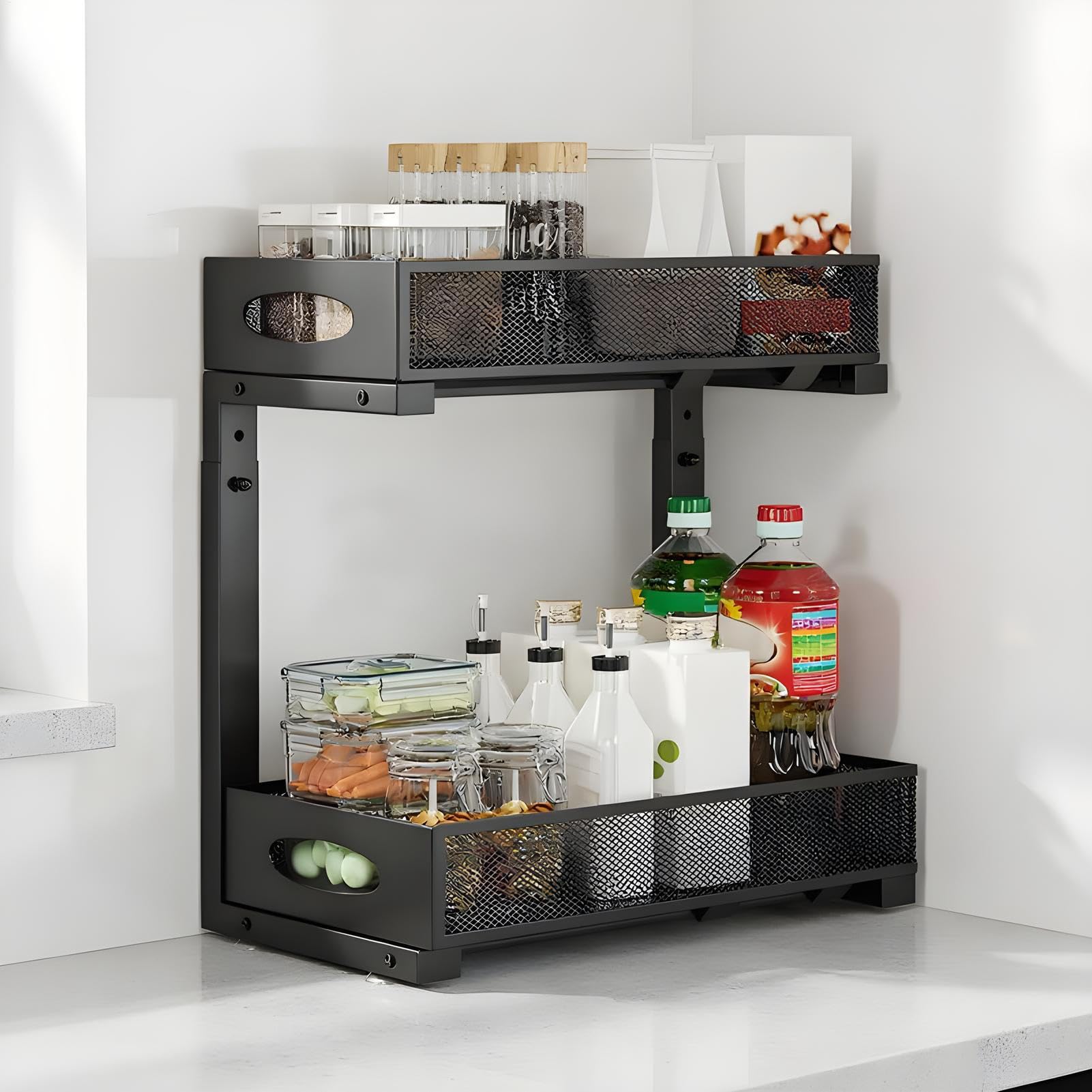 Organizador Para Debajo Del Lavabo Del Baño Organizador De Almacenamiento | Estante Multiusos Para Cocina Organización Del Hogar Detergente Toallas Papel Tarros Limpieza