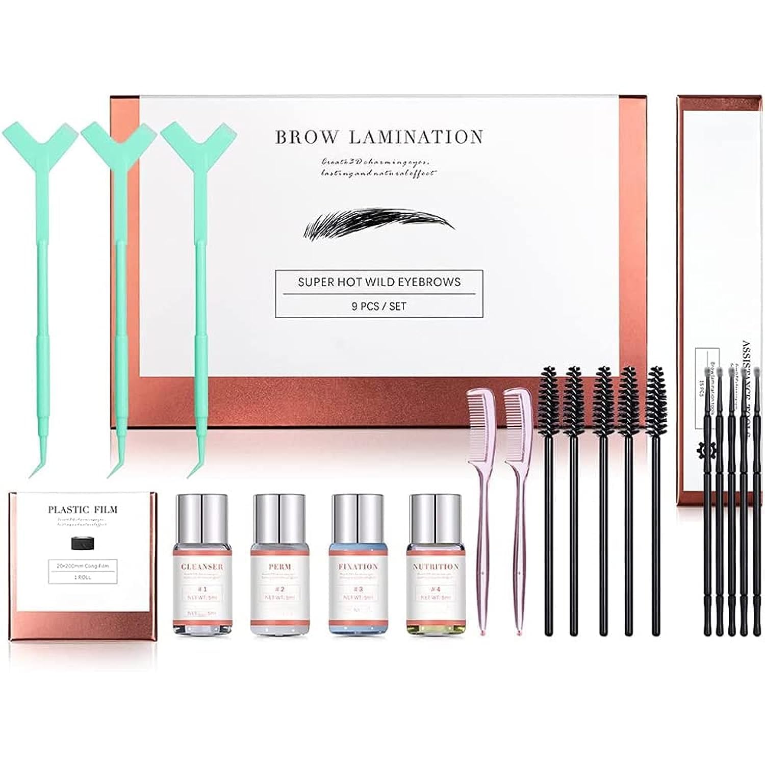 Lash Lift & Eyebrow Lamination Keratin DIY Instant Fuller Eyelash & Brow Lifting Kit - Ideal for Salon & Home, Long Lasting Formula Lasts 8 Weeks