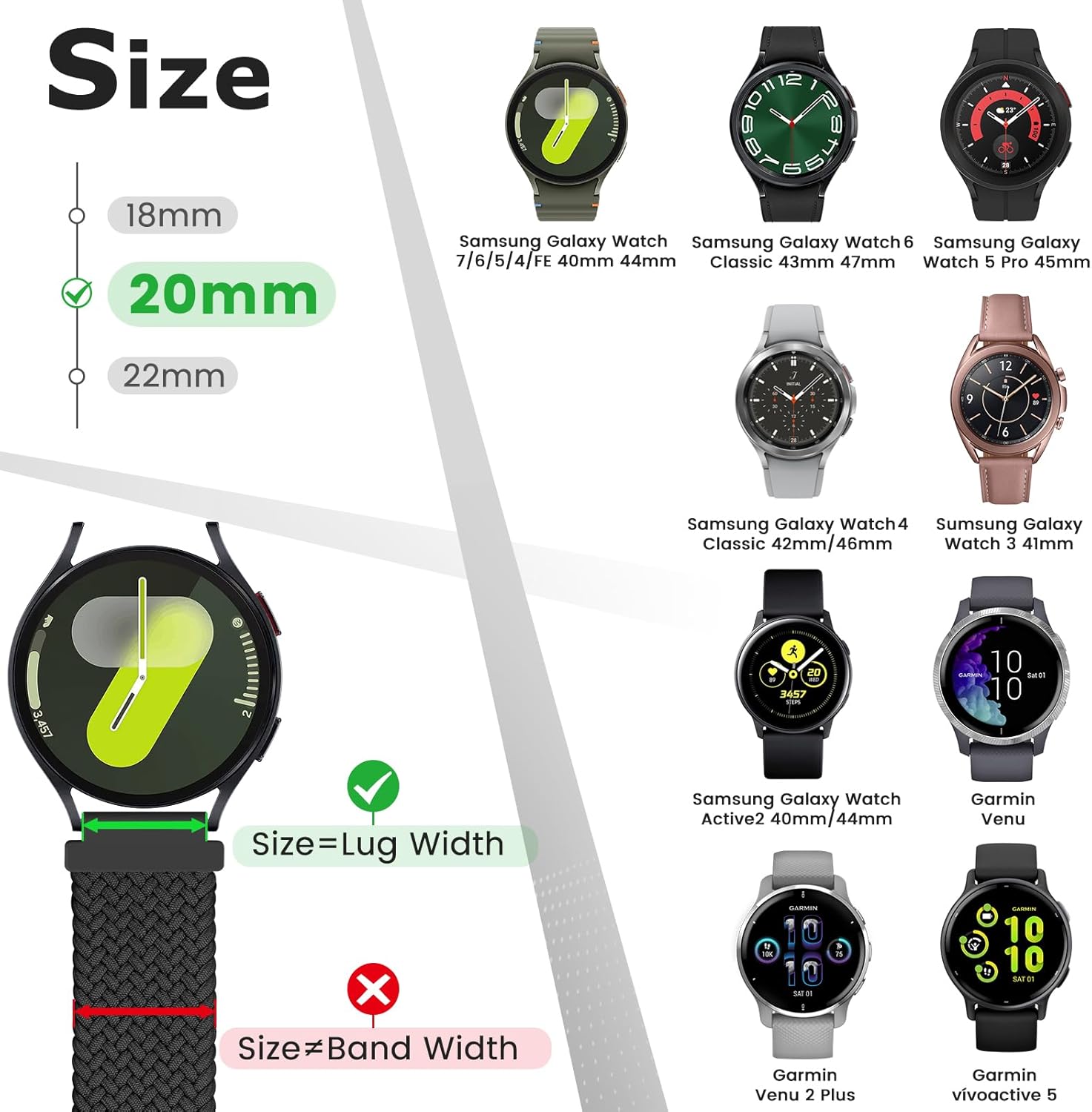 Braided Solo Loop Watch Band - Choice of Width -18mm 20mm 22mm, Quick Release Braided Replacement Wristband Nylon Stretchy Watch Straps for Men Women,4PCS - Image 2