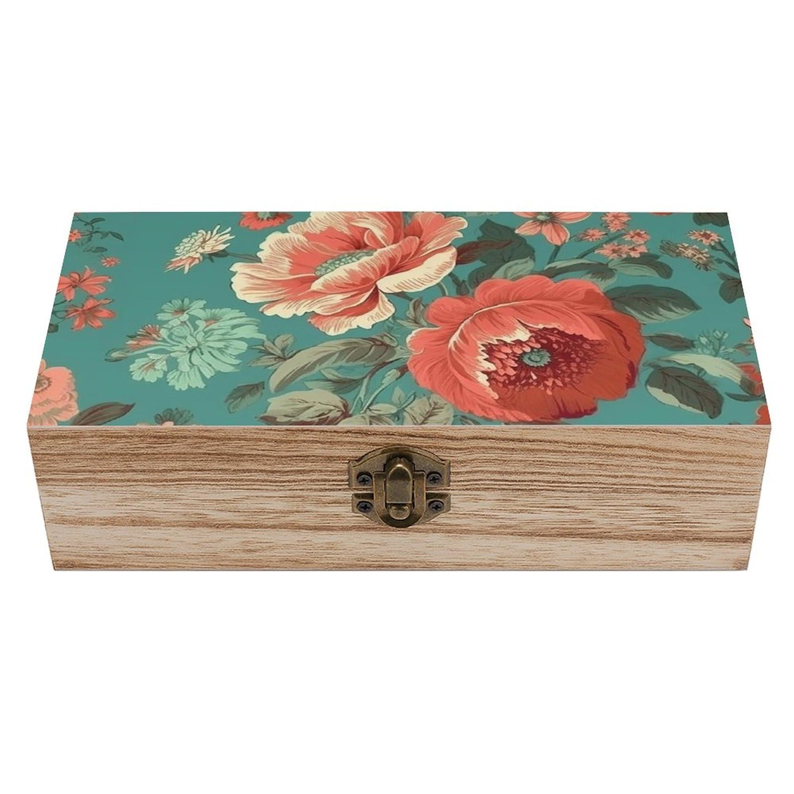 NTVOWPZO Wooden Storage Box Pastoral Scenery Pattern Wood Gift Box with Hinged Lid Vintage Decorative Boxes Jewelry Memory Box for Jewelry Art Hobbies Home Storage Treasure Keepsake Gift