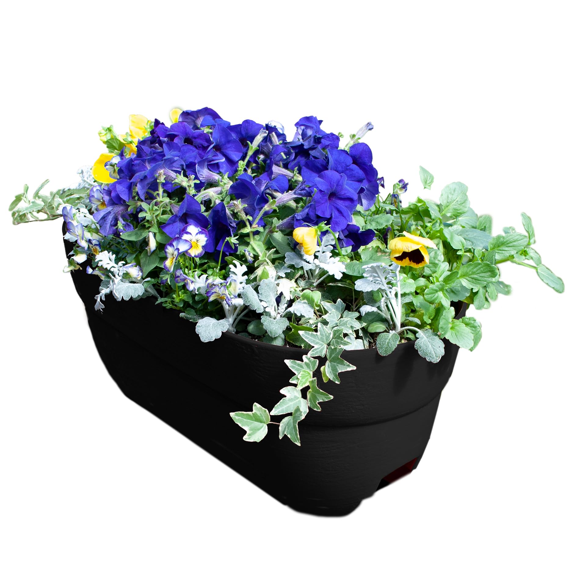 Bloomers Railing Planter with Drainage Holes – 24" Weatherproof Resin Planter – Charcoal