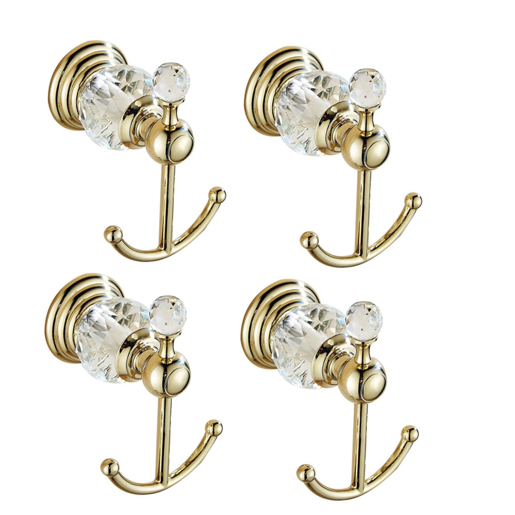 Hndhbfgrt 4X Crystal Towel Hook, Gold Robe Hooks, Bathroom Hand Towel Wall Hanger for Clothes Closet Wall Mounted Kitchen