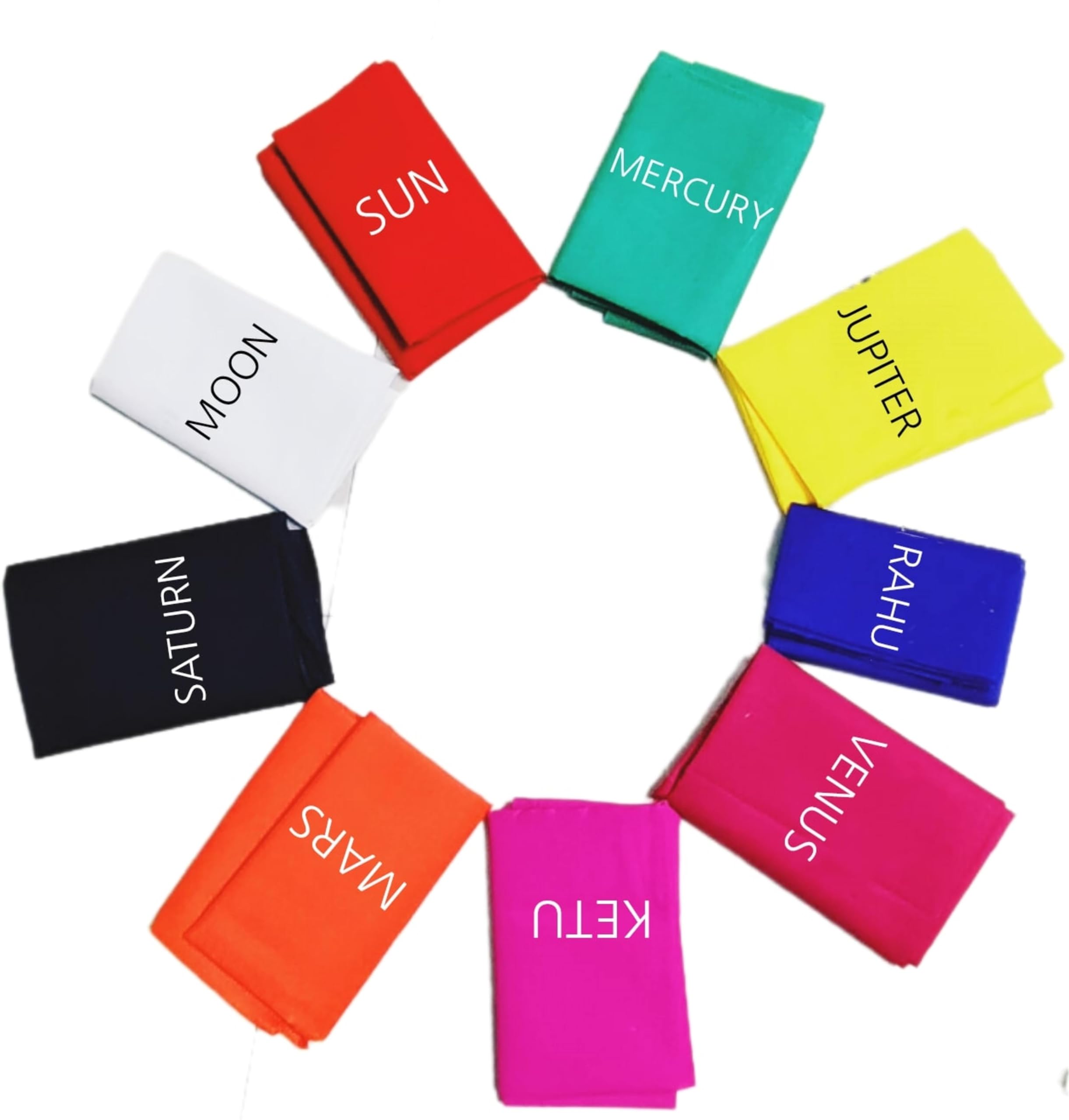 HOPE KARTNavgrah Cloth Set for Pooja of Naugraha Photo Yantra Color Navagraha Clothes Pieces Material, Multicolor, Pack of 9