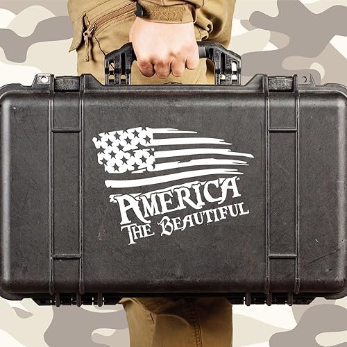 Miniatura 4 de Adhesivo decorativo para ventana de auto con bandera americana americana y camión de Estados Unidos | Tamaño: 8 x 7 pulgadas, color: blanco