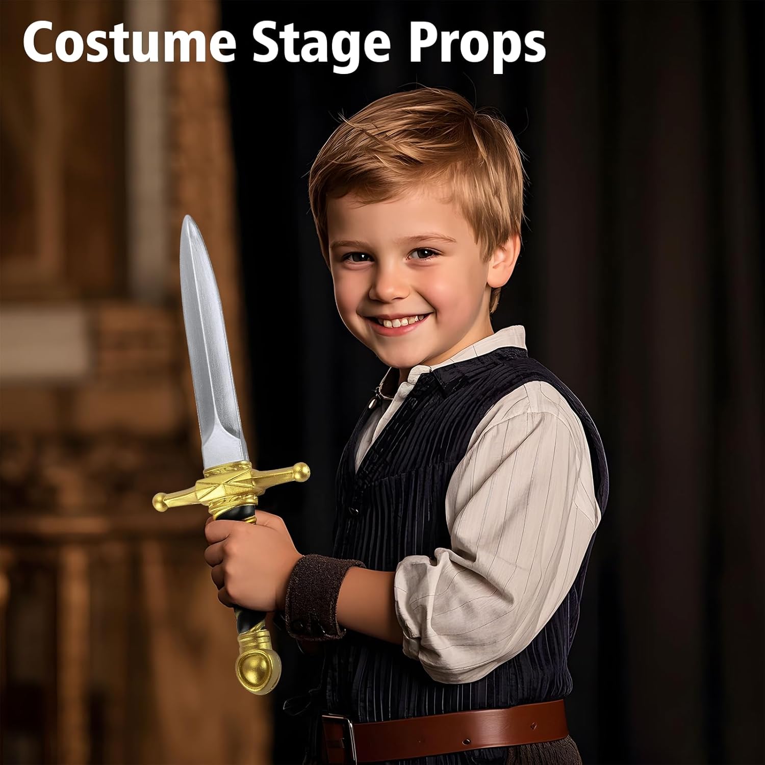 15" Fake Foam Swords Martial Arts Weapons, Realistic Dagger Knife Toy, Foam Short Sword Prop for Play Fighting and Assassins Costume Accessory - Image 3