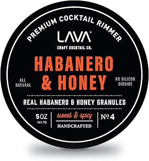 LAVA Premium Habanero & Honey Cocktail Rimmer, All Natural Rimmer Seasoning, Sweet & Spicy, No Silicon Dioxide, with Easy Screw-On Lid - 5oz