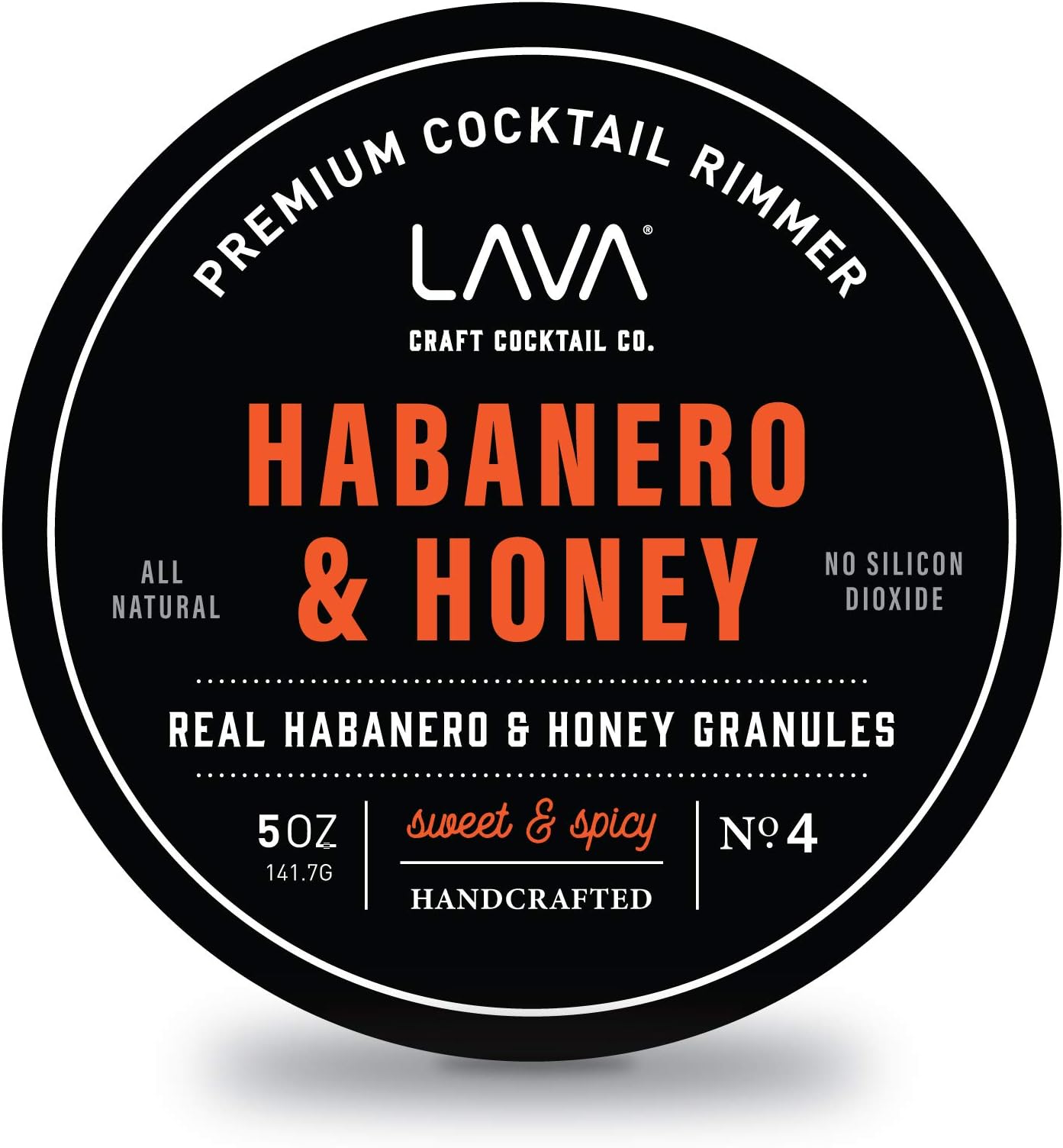 LAVA Premium Habanero & Honey Cocktail Rimmer, All Natural Rimmer Seasoning, Sweet & Spicy, No Silicon Dioxide, with Easy Screw-On Lid - 5oz