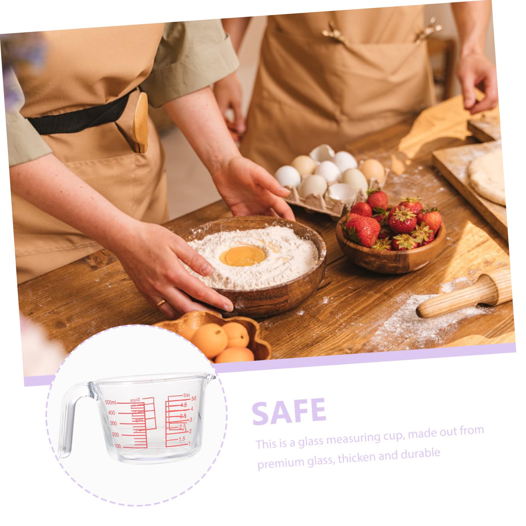 Sosoport Misurino Graduato in Vetro Resistente 500Ml Isolato Misurazione Liquidi Facile per Cucina