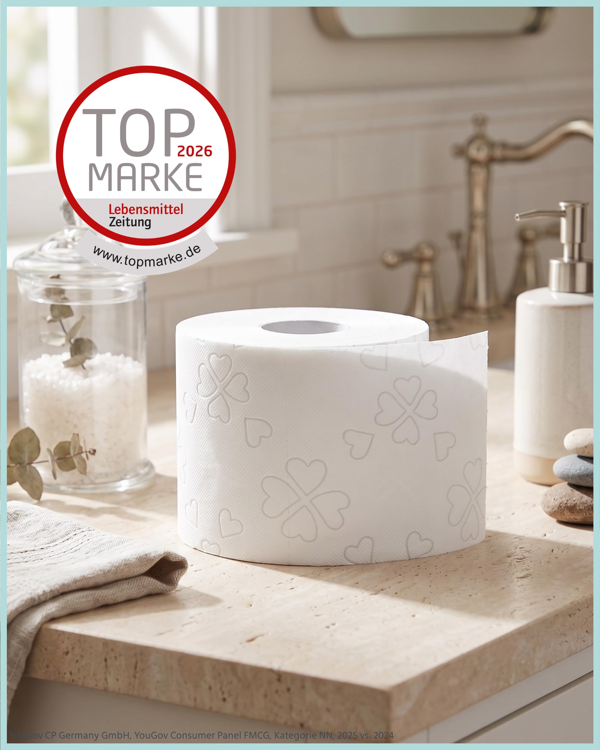 Glücksblatt Boîte de Papier Toilette Blanc 3 Plis, 75 Rouleaux x 180 Feuilles, 100% Cellulose, Super Doux, Grand Format Pack Économique XXL pour Famille et Professionnels