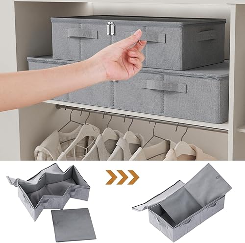 Miniatura 5 de Contenedor de almacenamiento para debajo de la cama, organizador plegable debajo de la cama, cajas de contenedores con tapa para organizar ropa,