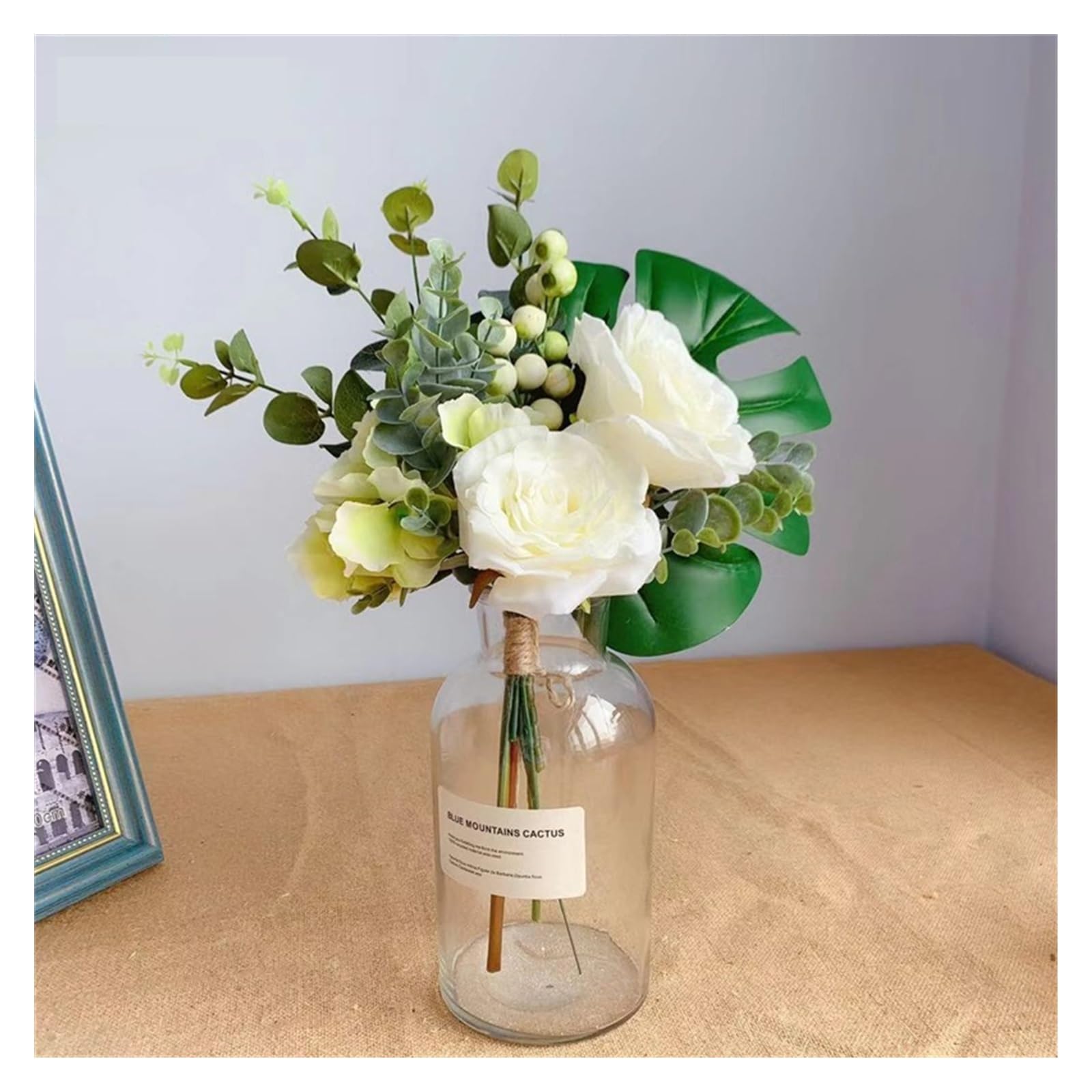 artificial flowers Artificial flower Bridal Bouquet Bride With Bouquets Silk Rose Hydrangea Eucalyptus Monstera Leaf DIY Bridal Bouquet Centerpieces