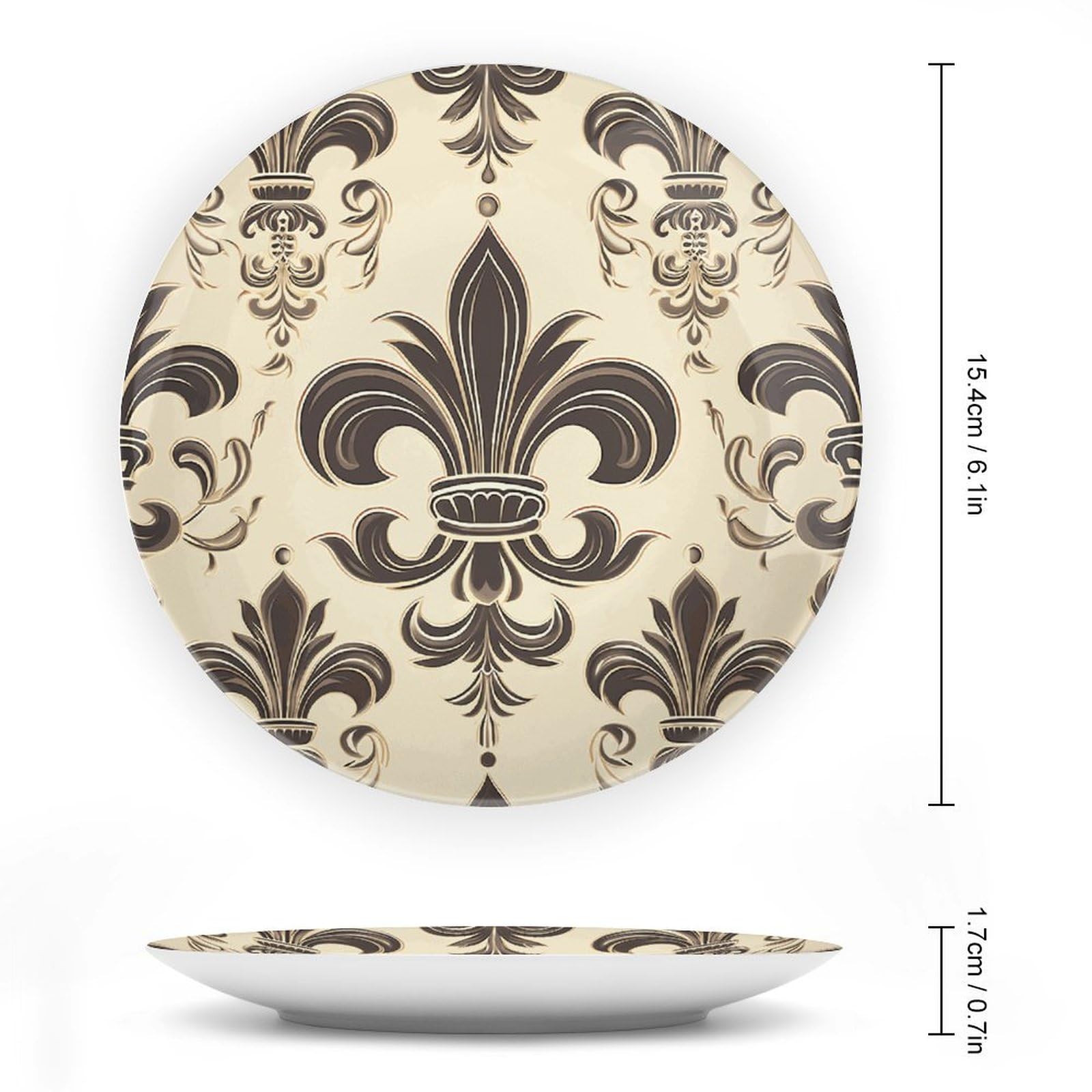 NWTRJ Fleur-de-Lis And Coat Arms Knight Ceramic Decorative Plates 6inch Bone China Decorative Plates with Display Stand Handmade Ceramic Ornament for Home Kitchen Bedroom Decorative Ornaments