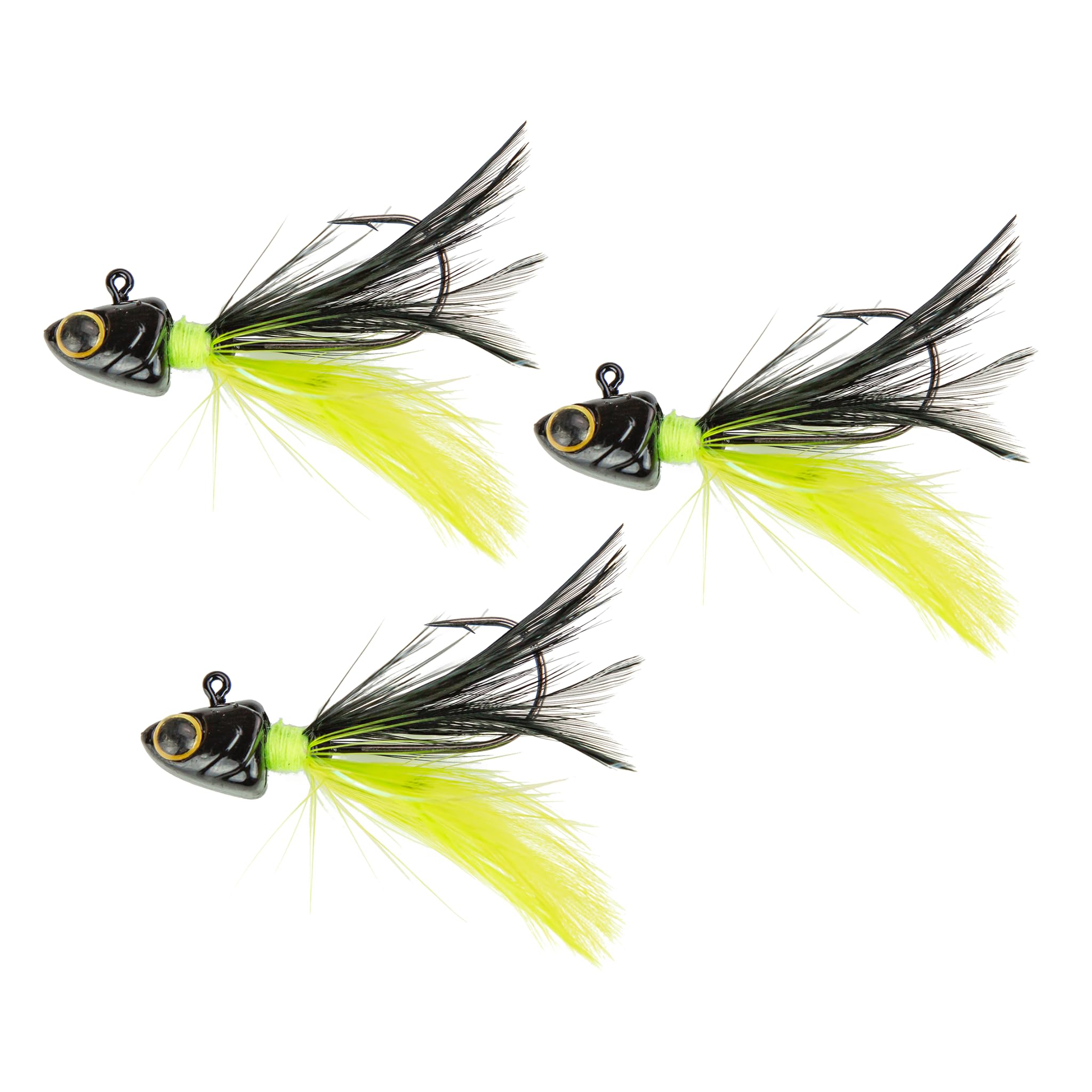 6th Sense Pluck Hair Jig - Designed with Josh Jones, Crappie Lure with Mustad Hooks & Vibrant Feathers - Multiple Colors Available (3/pk)