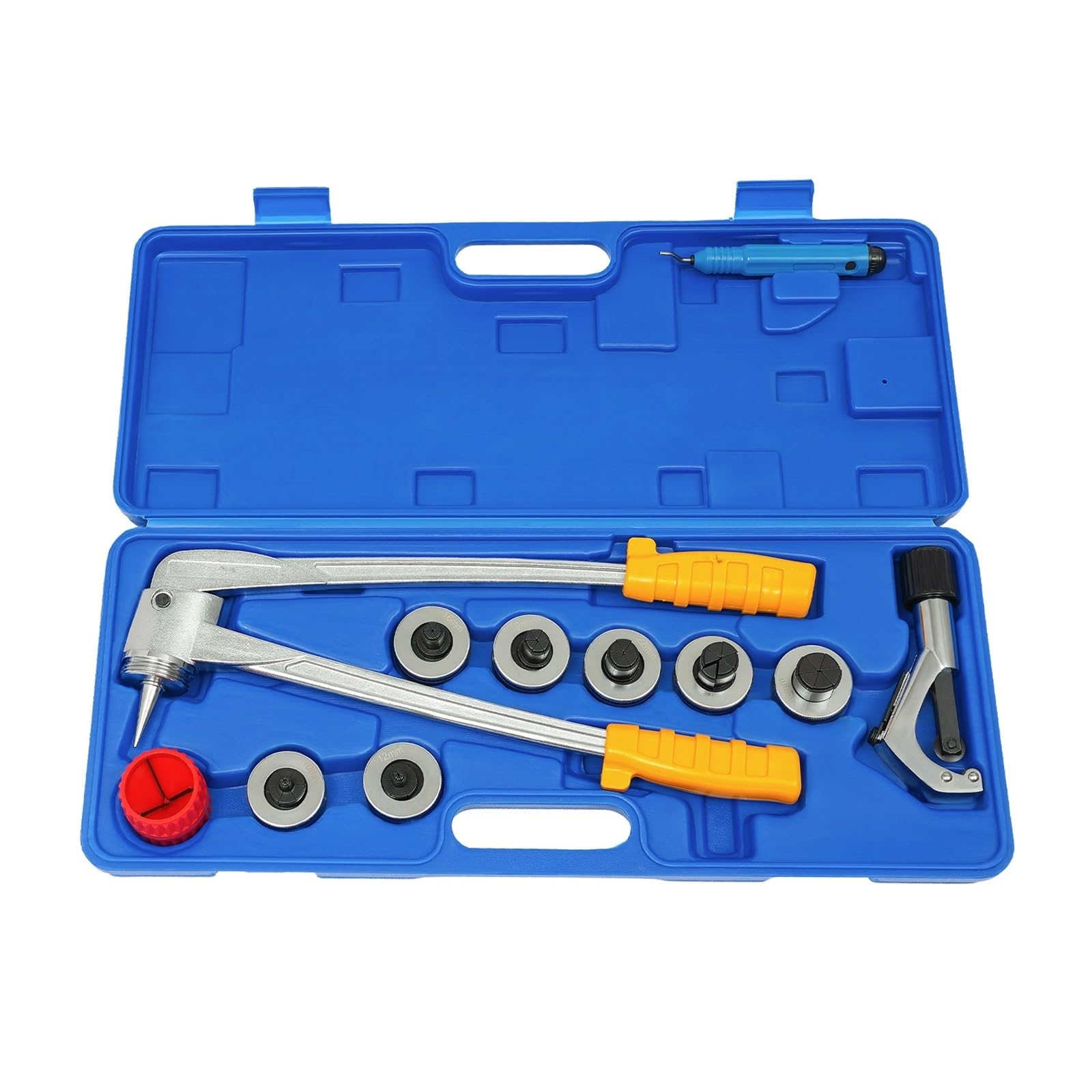 Rsgxlfqzvak One Color Pipe Expander, Lever Tube Expander Kit With 7 Interchangeable Heads | Manual Hvac & Plumbing Tool Set For 10-28Mm Pipes