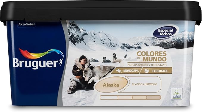 Bruguer Colores del Mundo Pintura para paredes monocapa Alaska Blanco Luminoso Mate 4 L