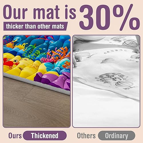 Miniatura 5 de Tapete de juego para bebé, 50 x 50 pulgadas, grueso, suave, antideslizante, lavable a máquina, para gatear para bebés y niños pequeños, actividad en