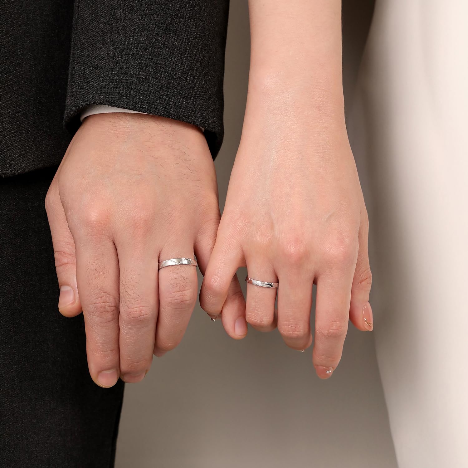 Meissa Anillo de Compromiso Boda para Pareja Novios Alianzas de Plata Pareja de ley 925 Adjustable Diseño de Montañas Regalo de San Valentín Aniversario (Juego de dos anillos)