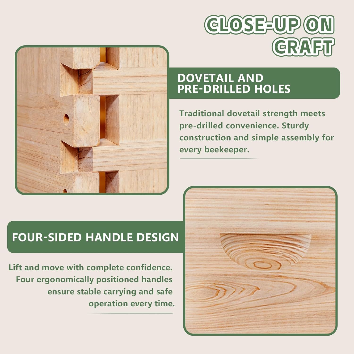 10 Frame Bee Hive, Compelte Bee Hive Starter Kit Includes 1 Deep Brood Honey Bee Hives Box, 1 Medium Super Bee Box with Beehive Frames and Foundation Sheets