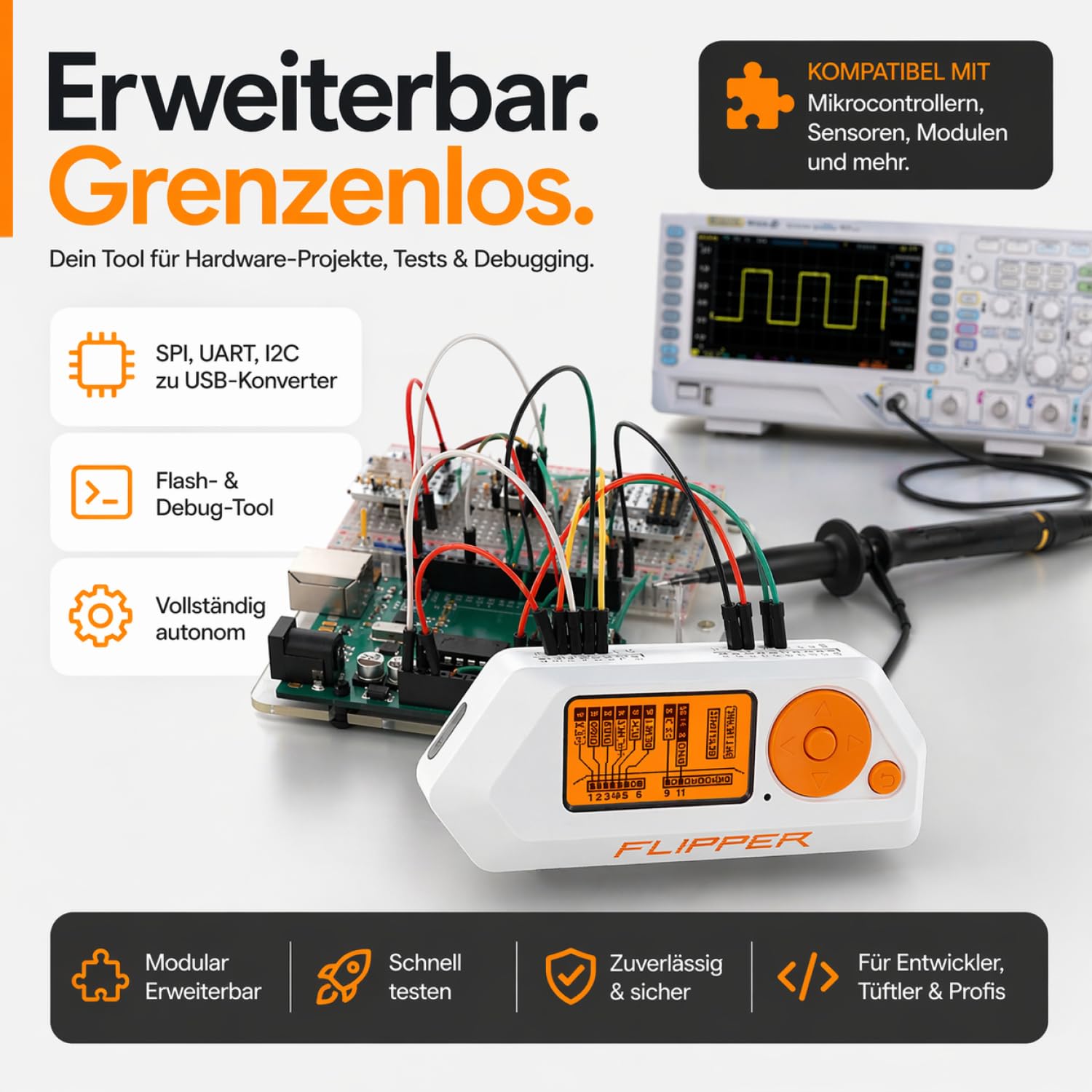 Flipper Zero Starter Full Set mit WiFi-Board, Silikonhülle, 64GB Speicherkarte und USB-Kartenleser