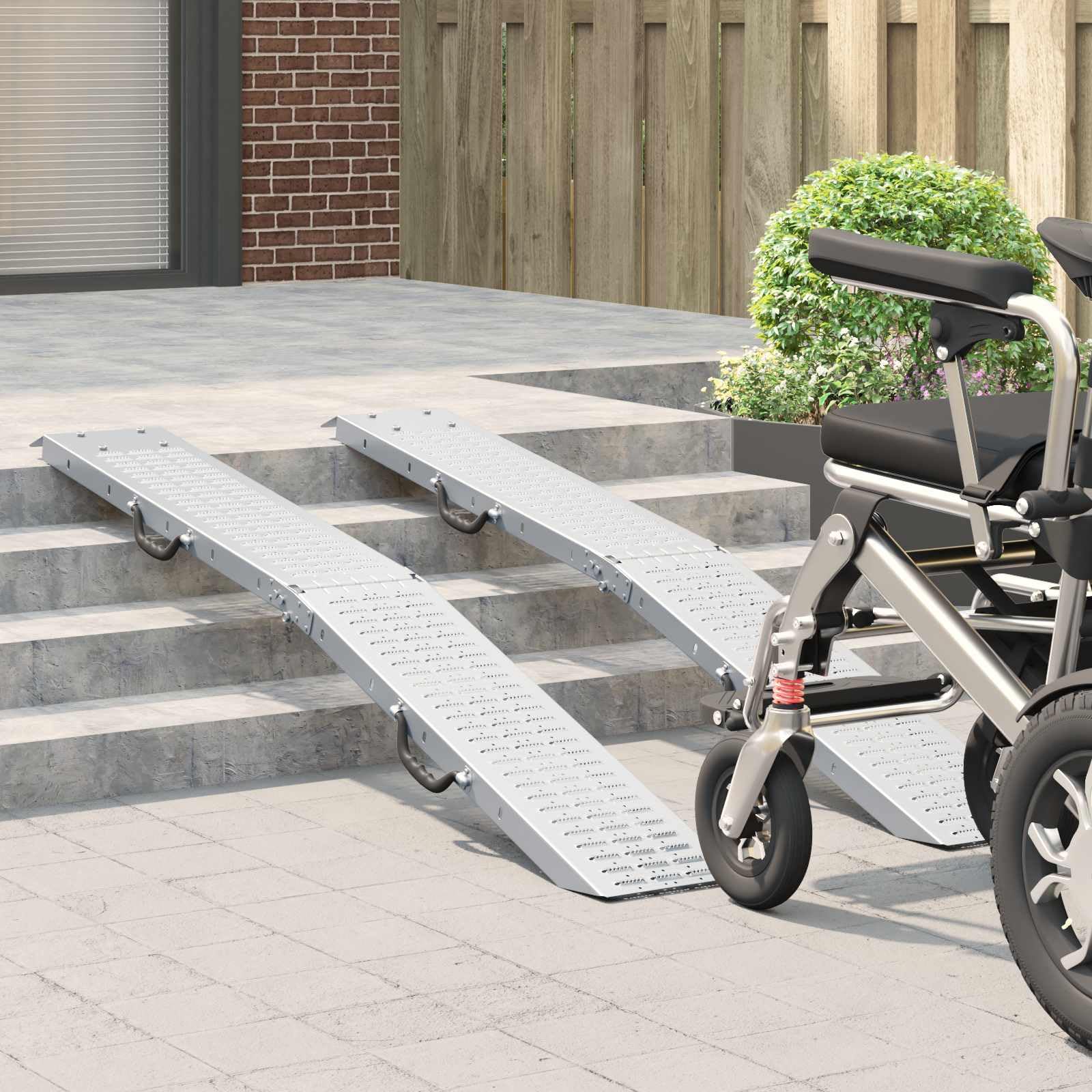 Lot de 2 rampes de chargement pliables - 186 x 23 cm - En acier galvanisé à chaud - Charge maximale : 200 kg par rampe - Pliable pour remorque de moto