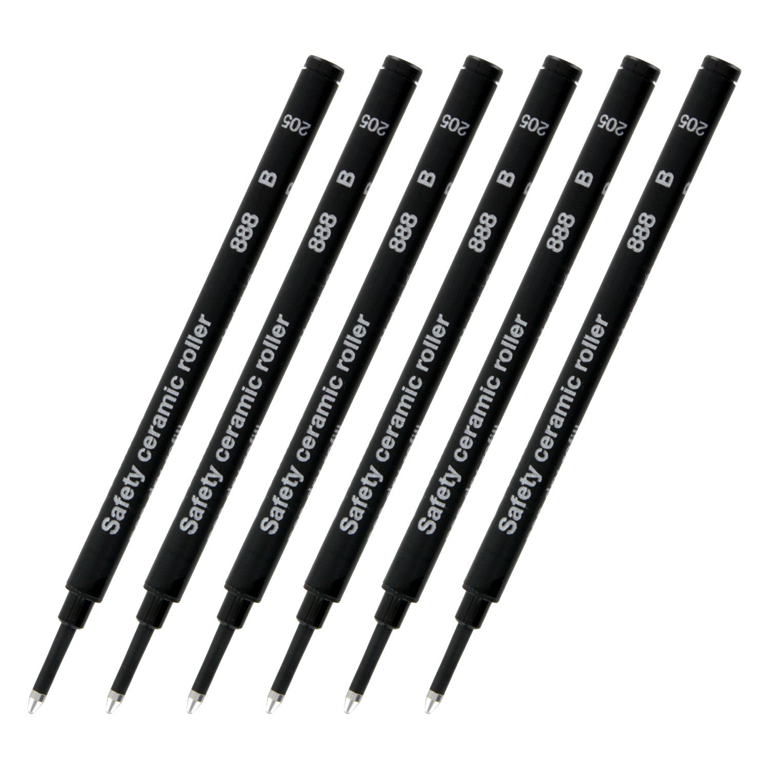 SCHMIDT888 Safety Ceramic Plastic Rollerball Pen Refill, 1.0mm, Broad Point, Black Ink, Pack of 6 (88817)